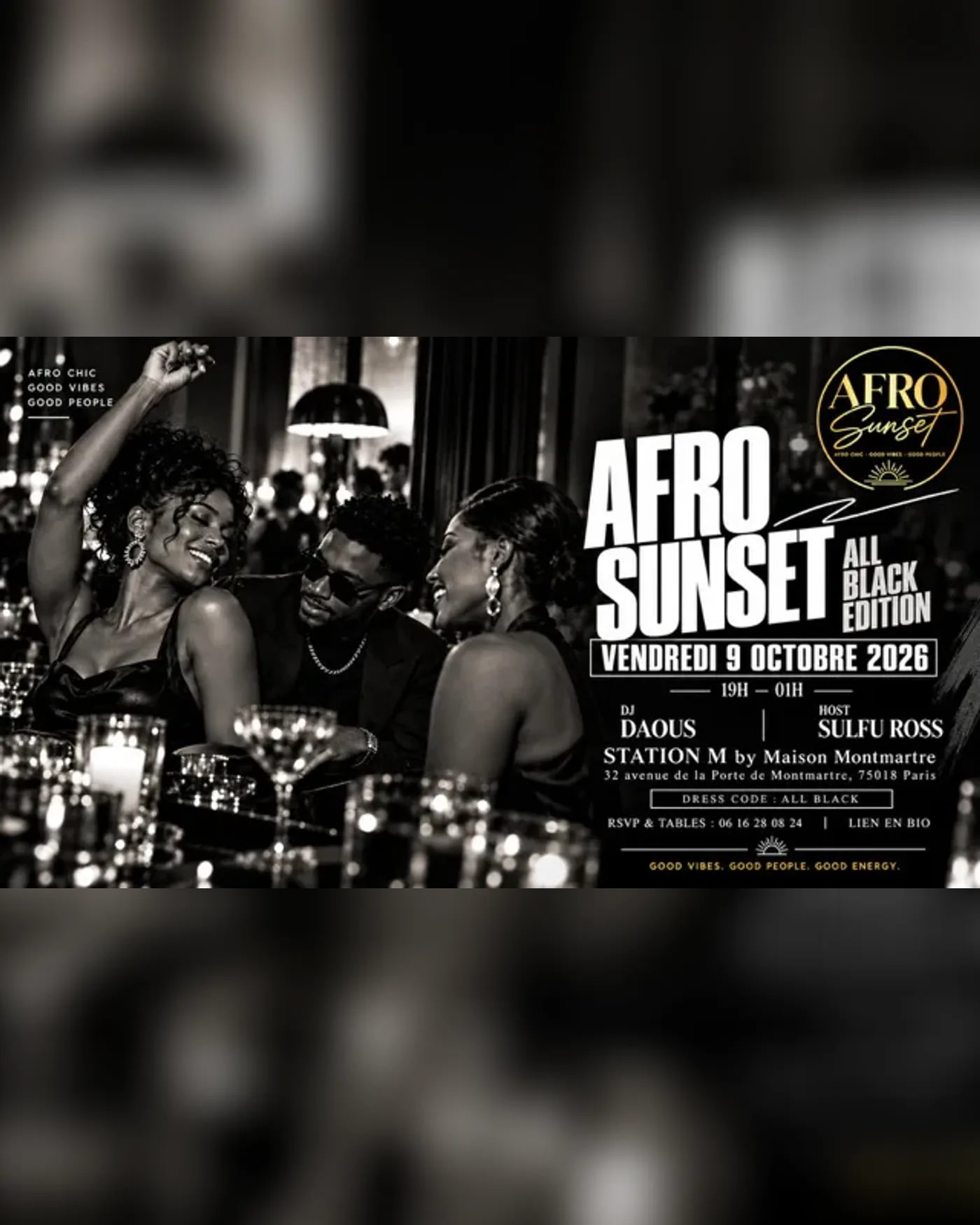 Affiche du Konzert Afro Sunset Paris — All Black Edition 🖤, The Originals Boutique, Hôtel Maison Montmartre