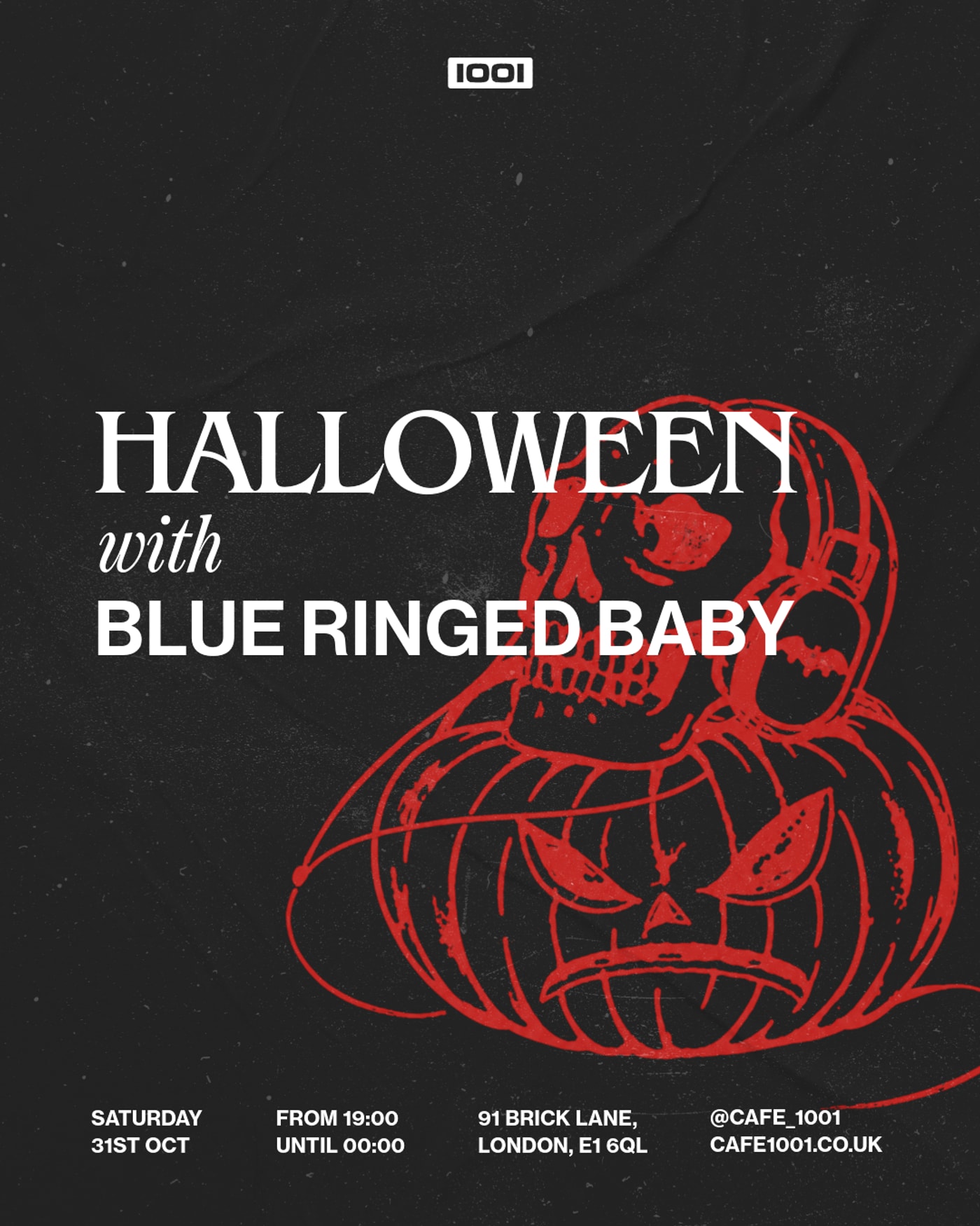Poster for the concert Haloween at 1001, Café 1001