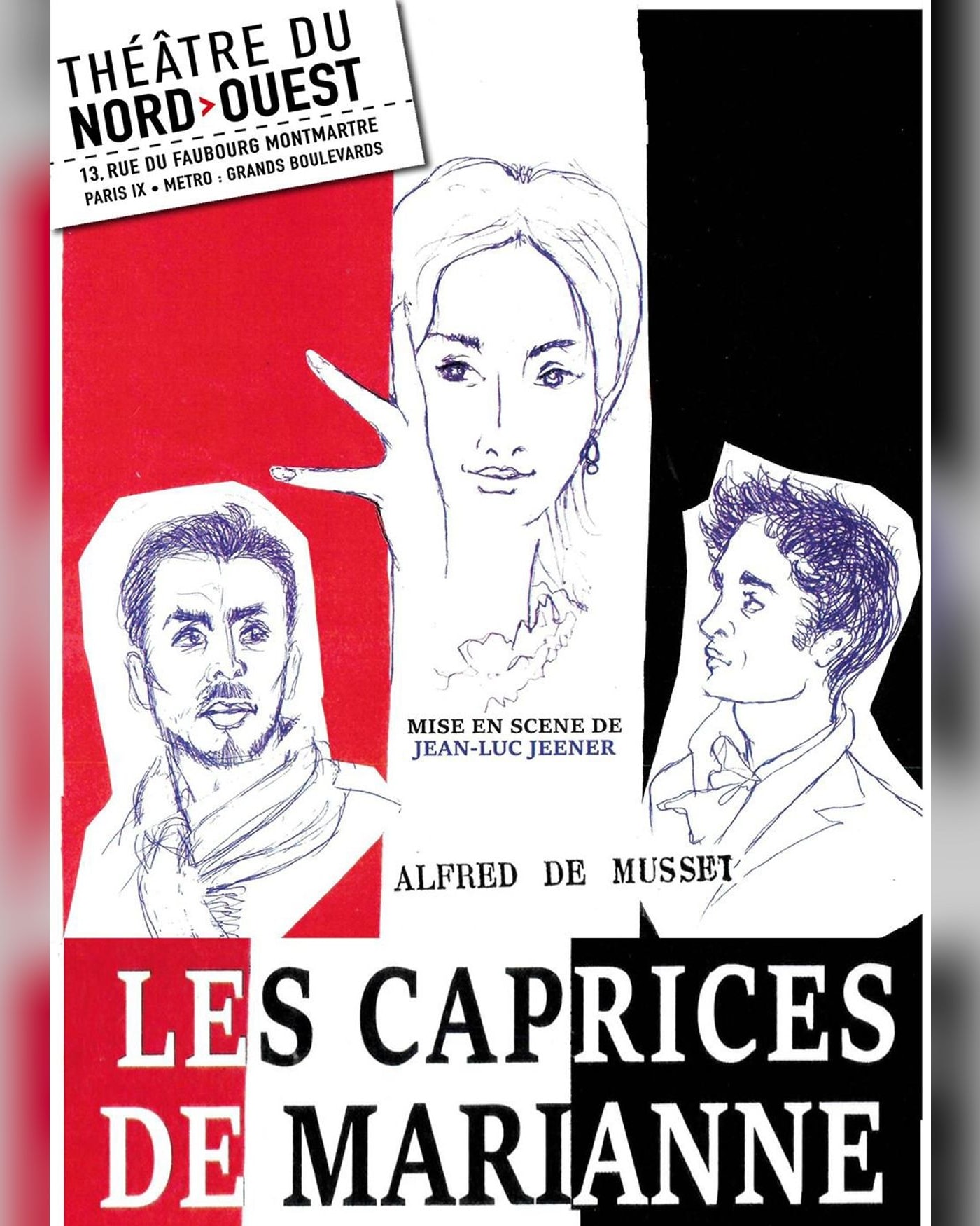 Cartel del espectáculo Les Caprices de Marianne, Theatre du Nord — Ouest