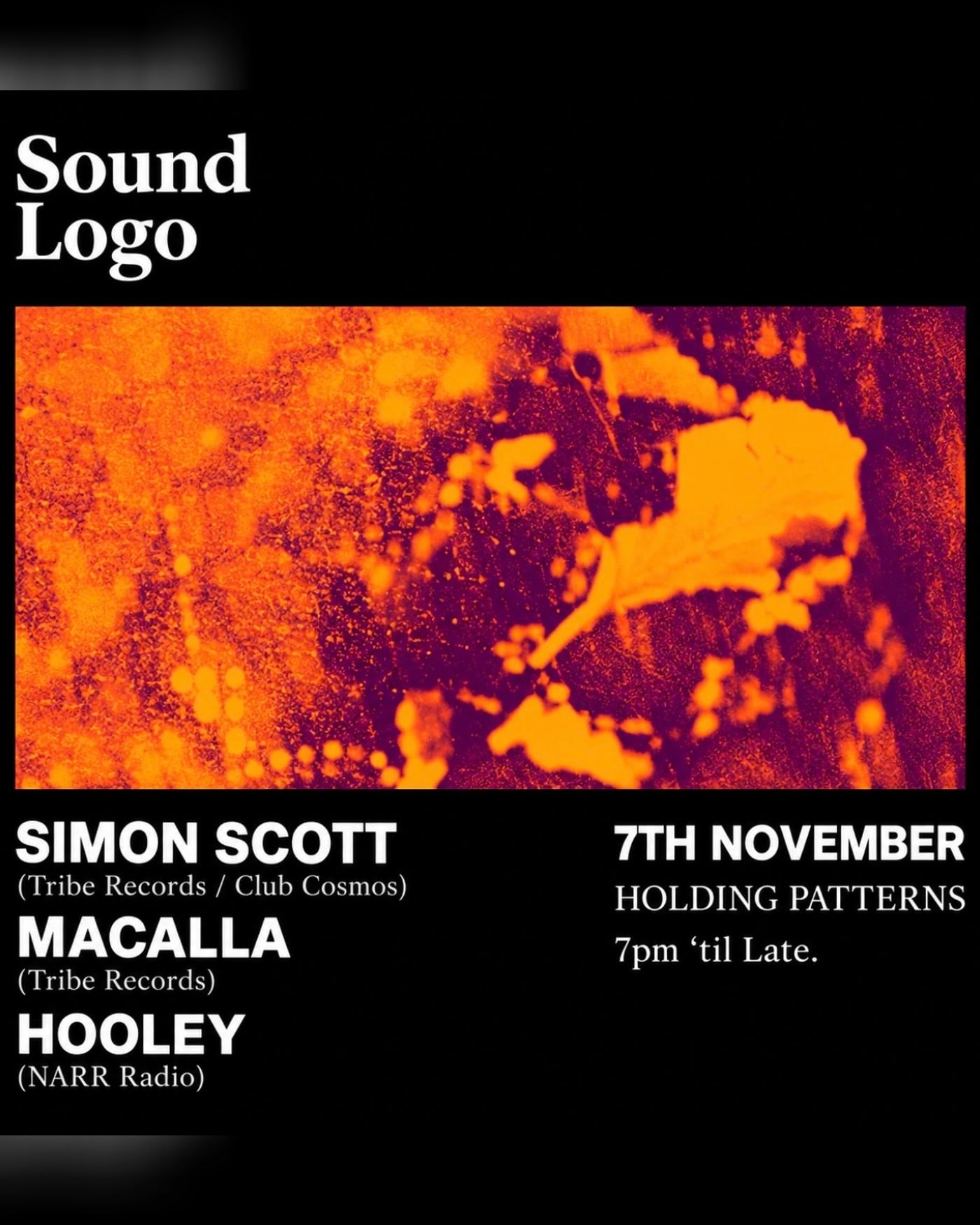 Affiche du concerto Sound Logo - Simon Scott / Macalla / Hooley, Holding Patterns