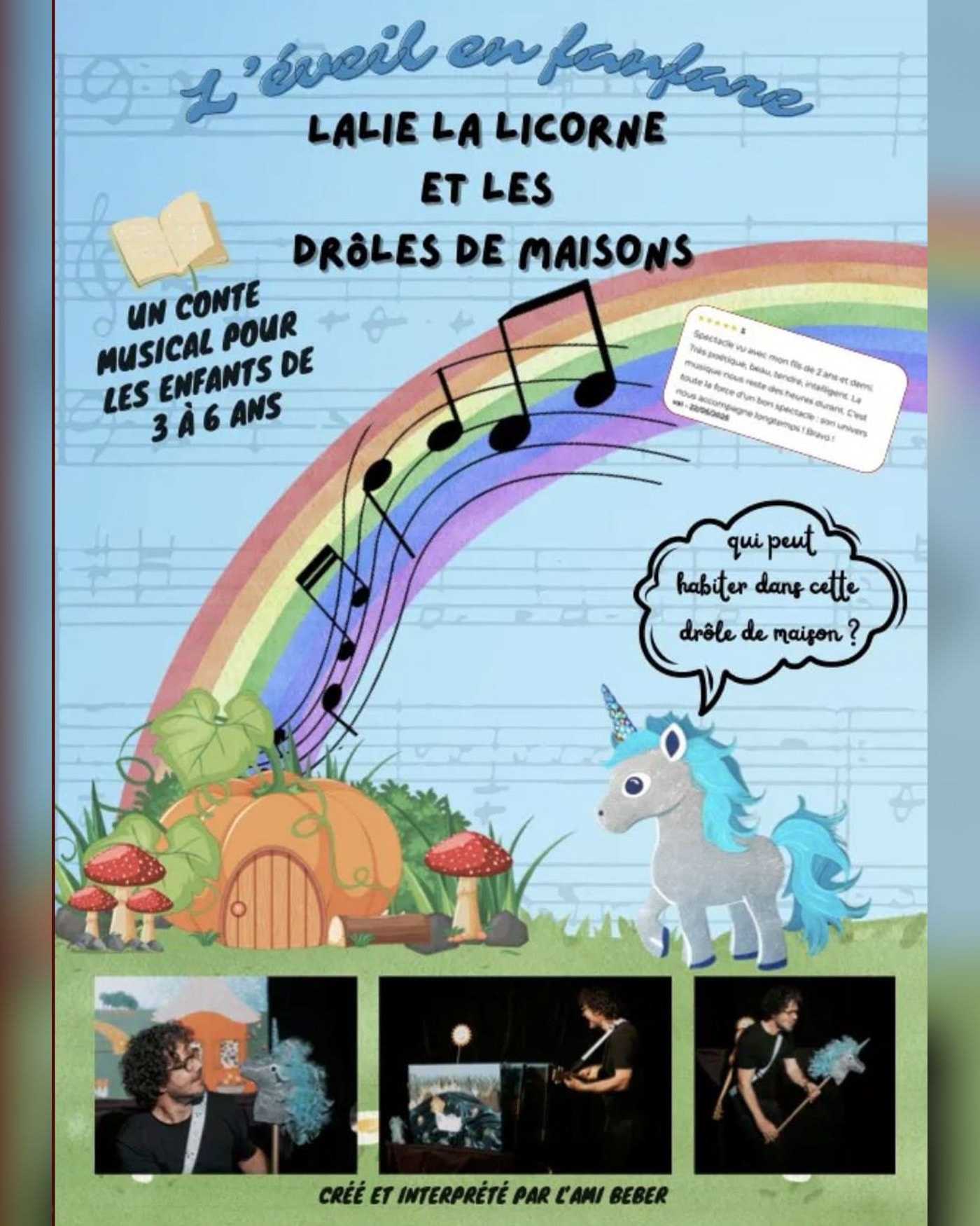 Cartel del espectáculo Lali la licorne et les drôles de maisons, Théâtre Le Petit Manoir