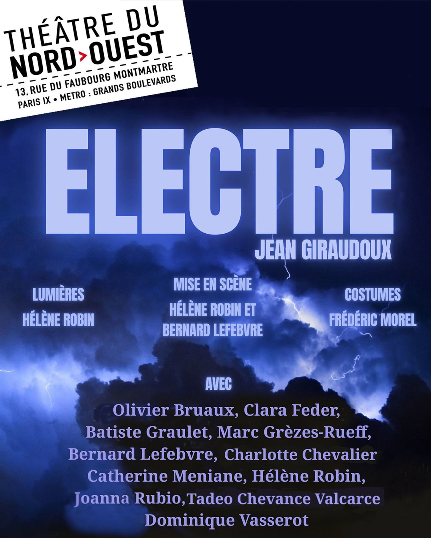 Poster for the show Electre, Theatre du Nord — Ouest