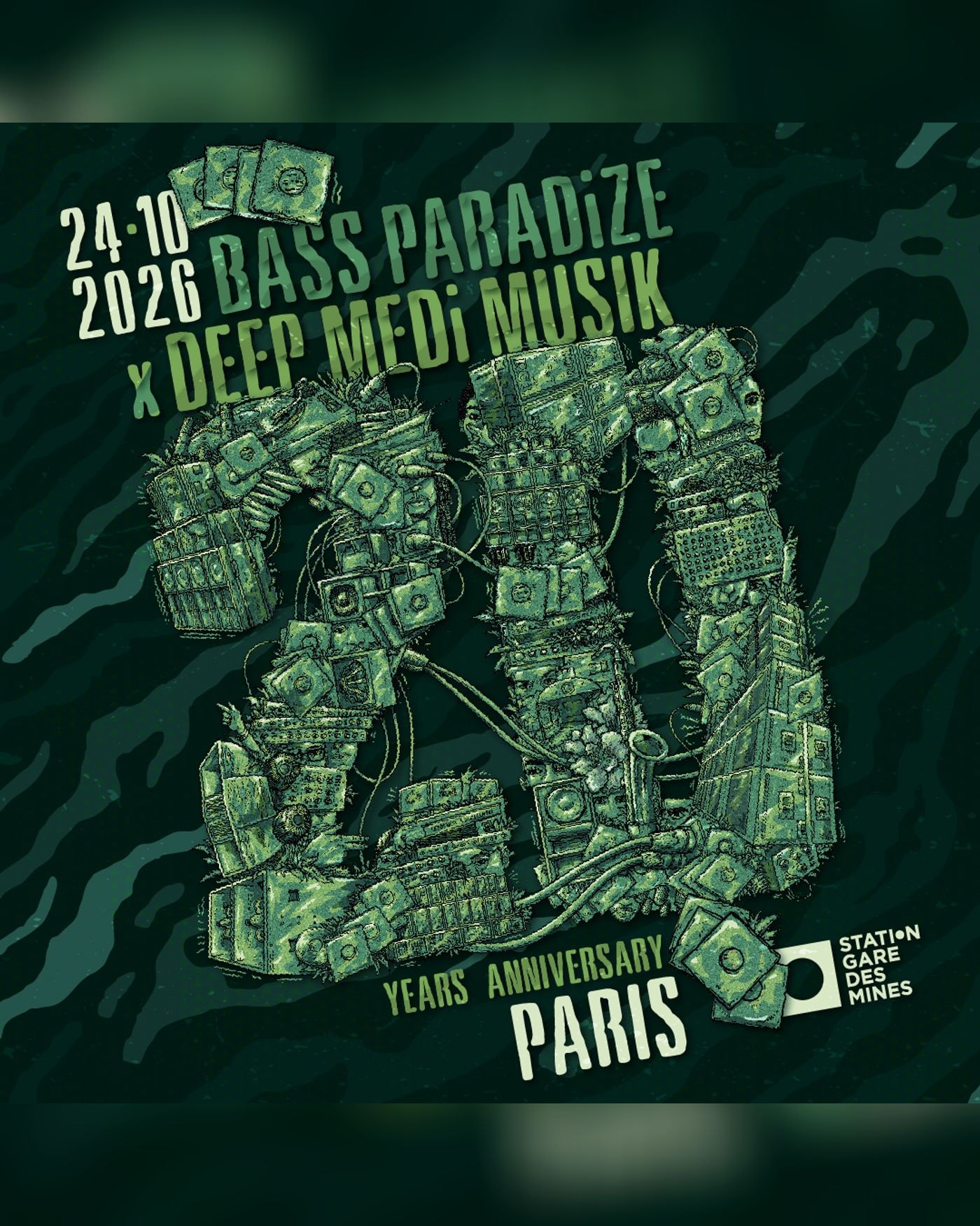 Affiche du concerto Bass Paradize PRESENTS 20 YEARS OF DEEP MEDi, La Station - Gare des Mines