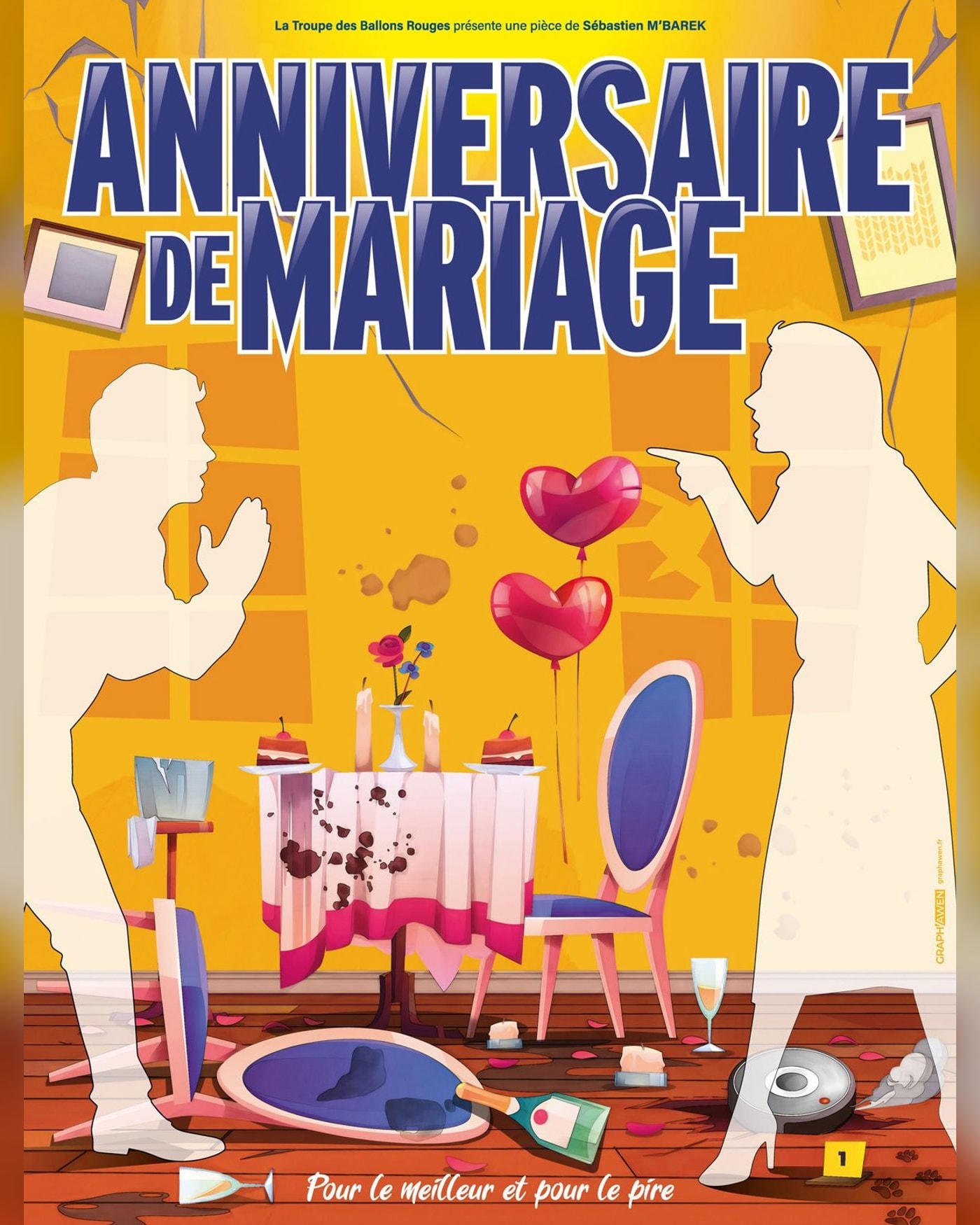Cartel del espectáculo Anniversaire de mariage, Café Théâtre Le Citron Bleu