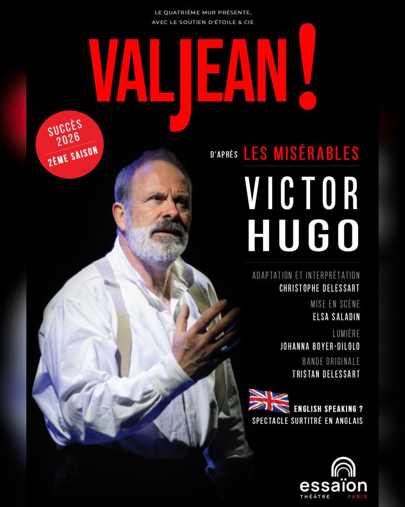 Cartel del espectáculo Valjean !, Théâtre Essaion