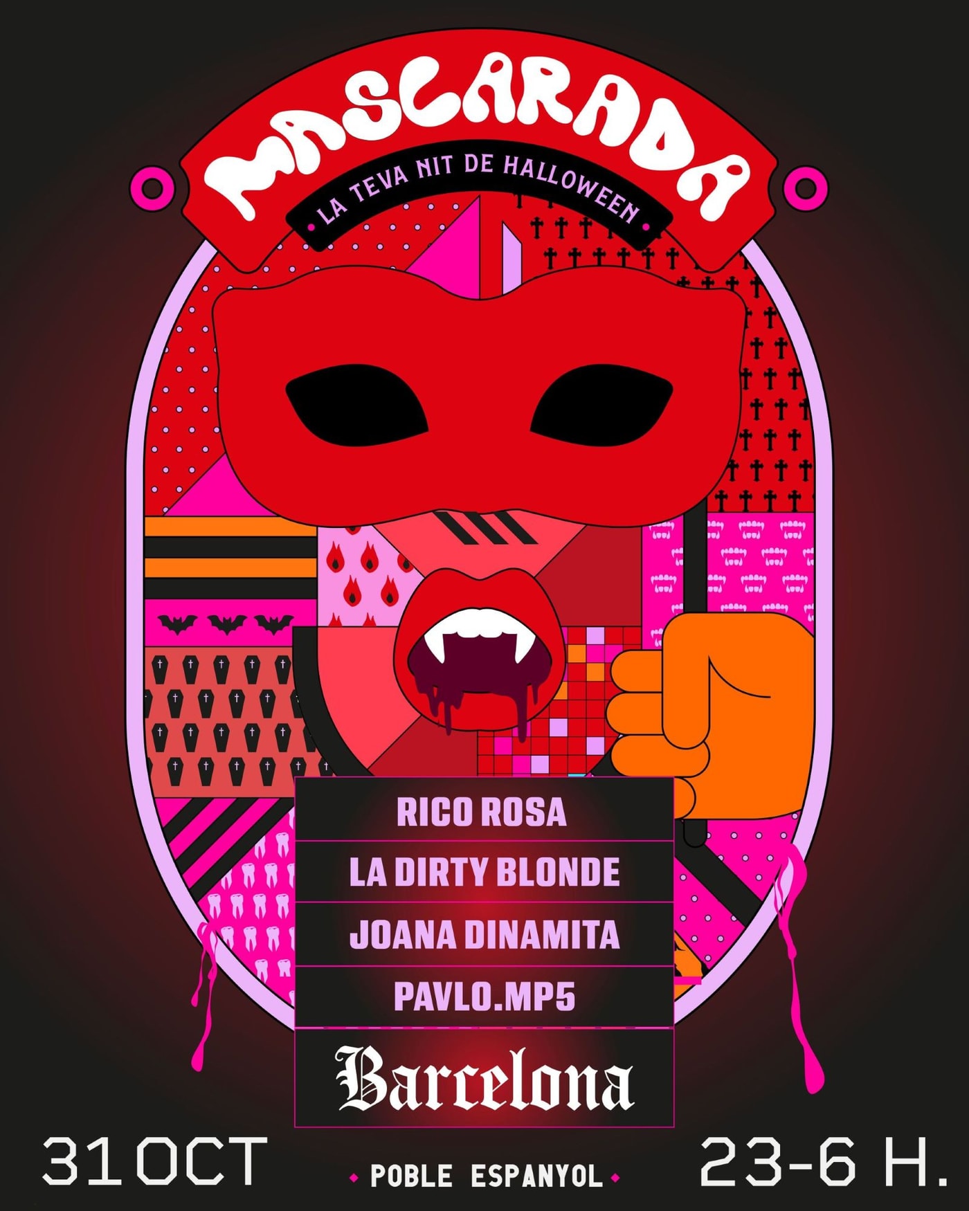 Poster for the concert Mascarada Barcelona, Plaza Mayor de El Poble Espanyol