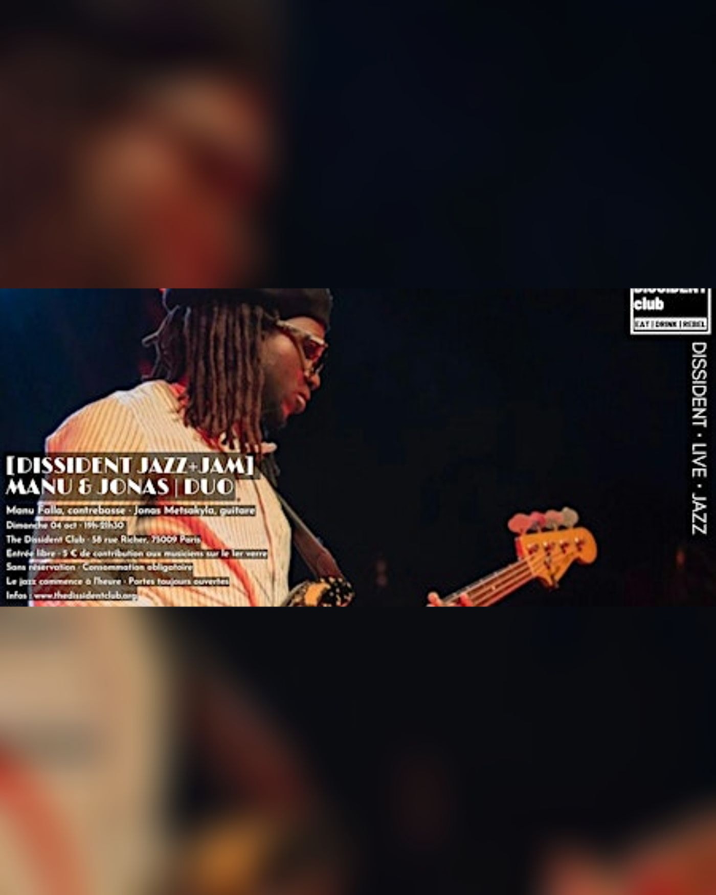 Affiche du concerto [DISSIDENT JAZZ+JAM] Manu & Jonas | Duo, The Dissident Club