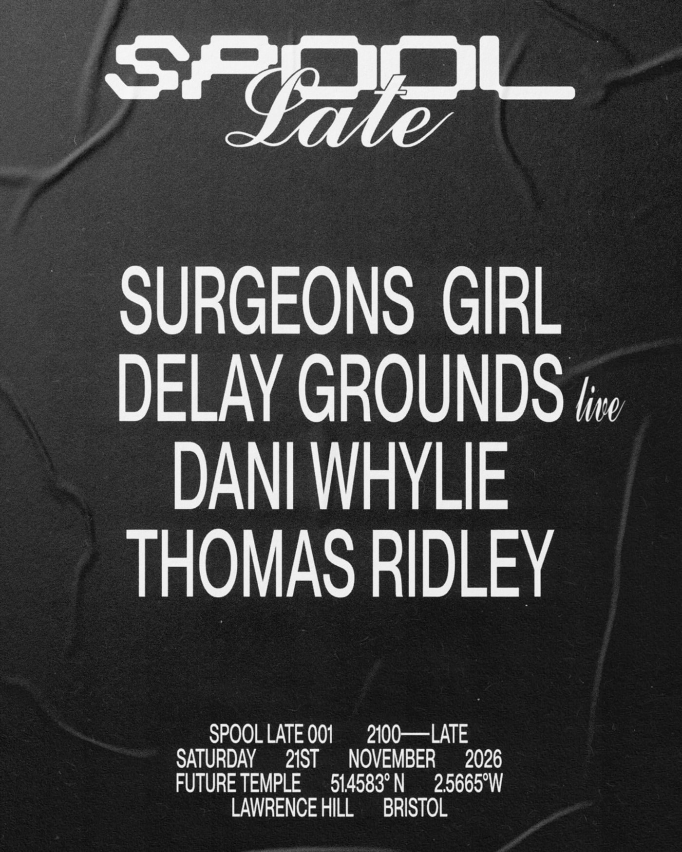 Cartel del concierto SPOOL Late 001, Future Temple