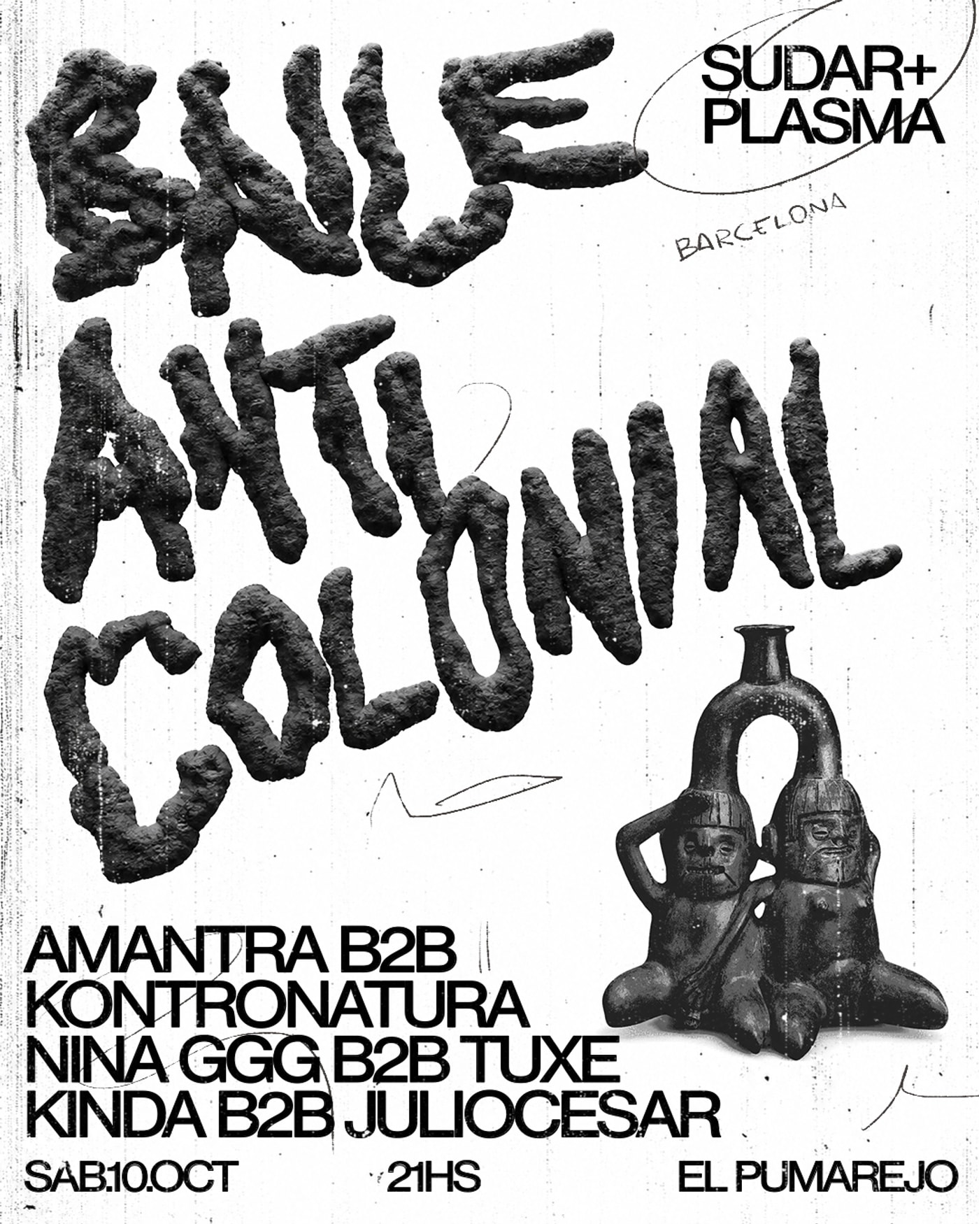 Cartel del concierto BAILE ANTICOLONIAL | Sudar + Plasma, El Pumarejo Barcelona