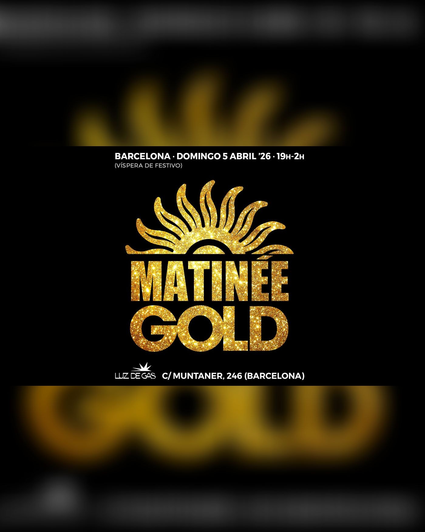 Cartel del concierto Matinée Gold, Luz de Gas