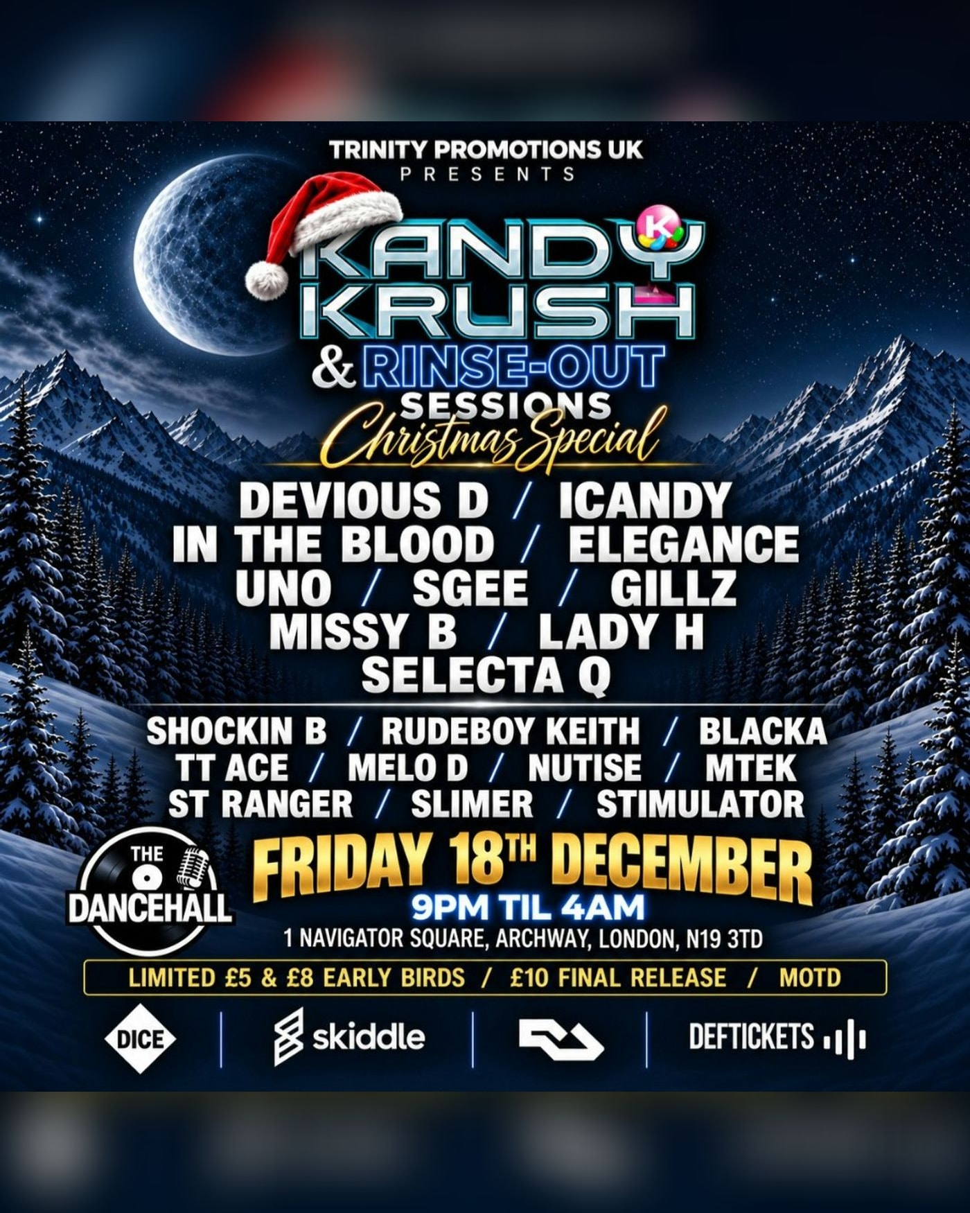 Affiche du concerto Kandy Krush & Rinse-Out Sessions Christmas Special, The Dancehall