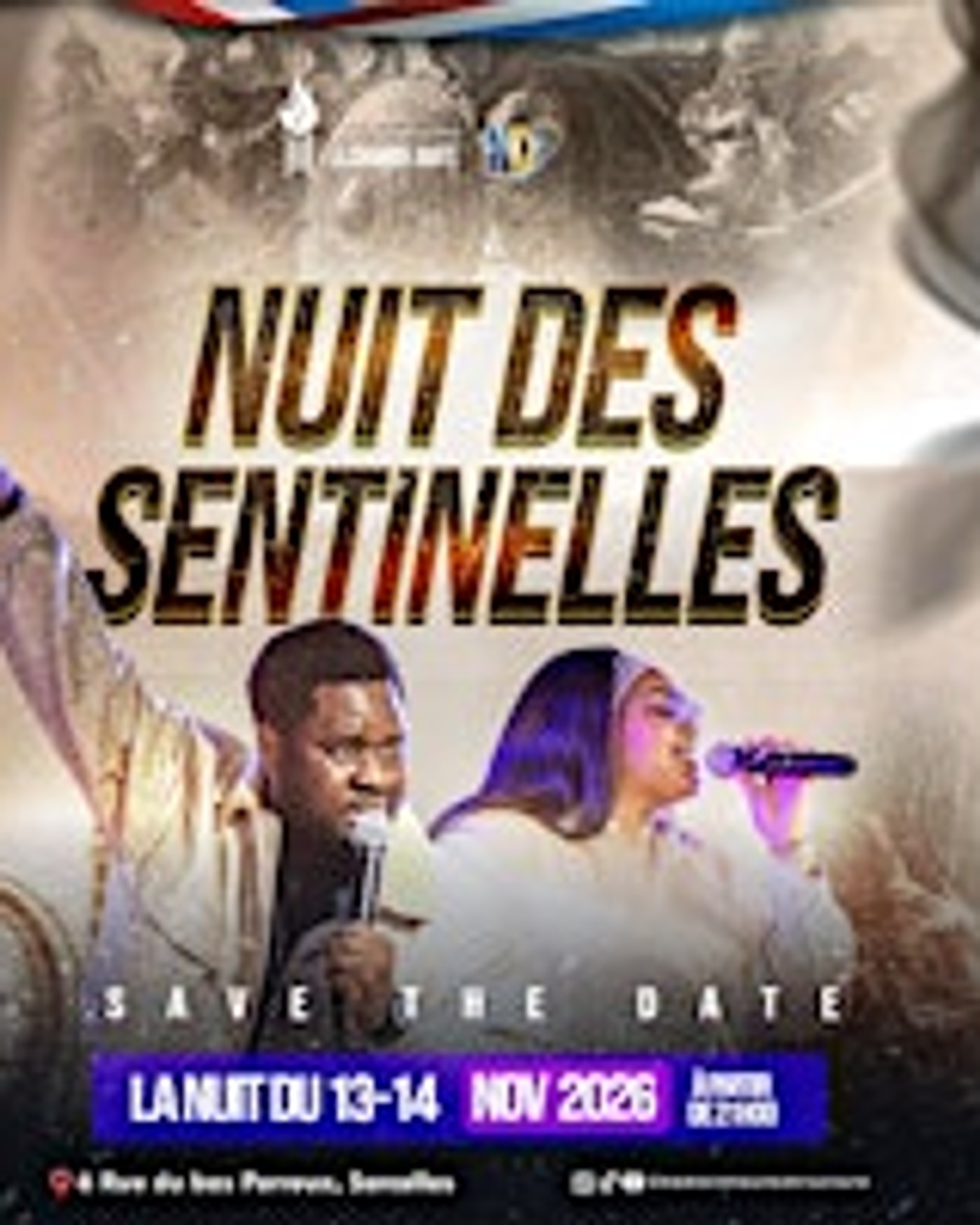 Cartel del concierto Nuit des Sentinelles, 6 Rue du Bas Perreux