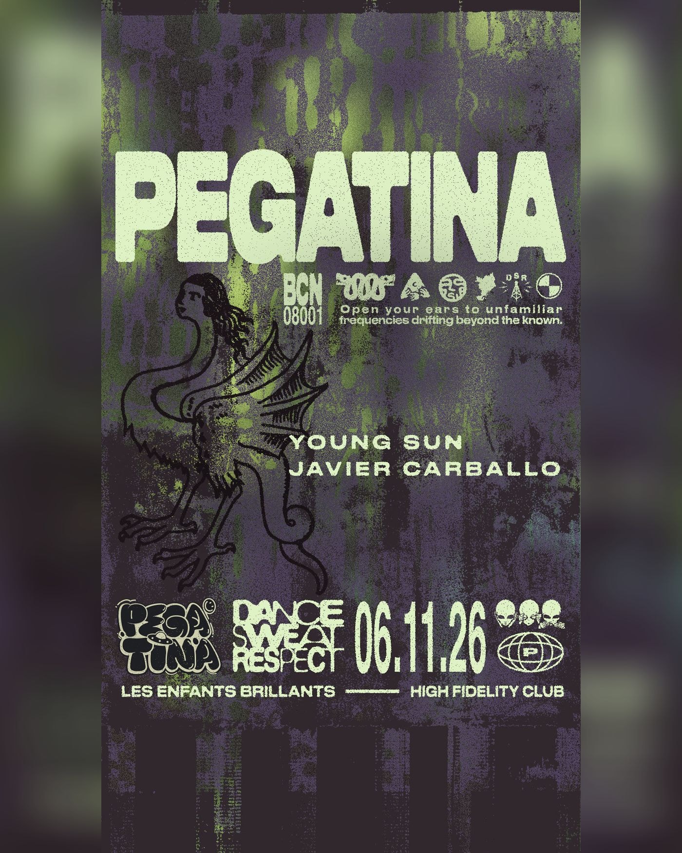 Cartel del concierto Pegatina pres. Young Sun, Les Enfants Brillants