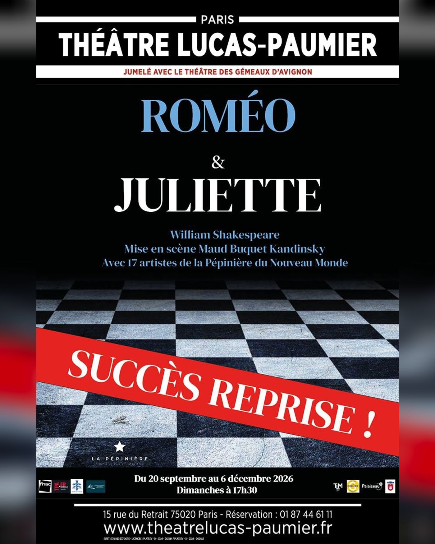 Cartel del espectáculo Roméo et Juliette, Theatre des Gemeaux Parisiens - Paris