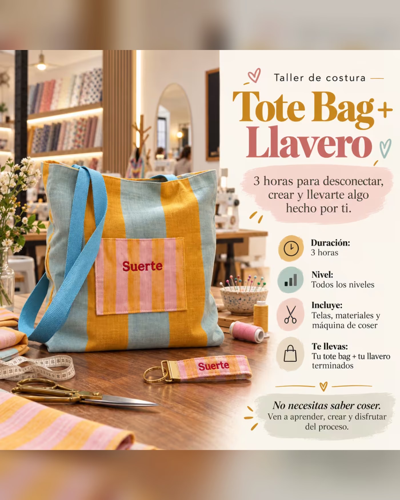 Picture for the activity Taller de costura: Tote bag + llavero, Pepotita - Tienda de telas y Academia de costura