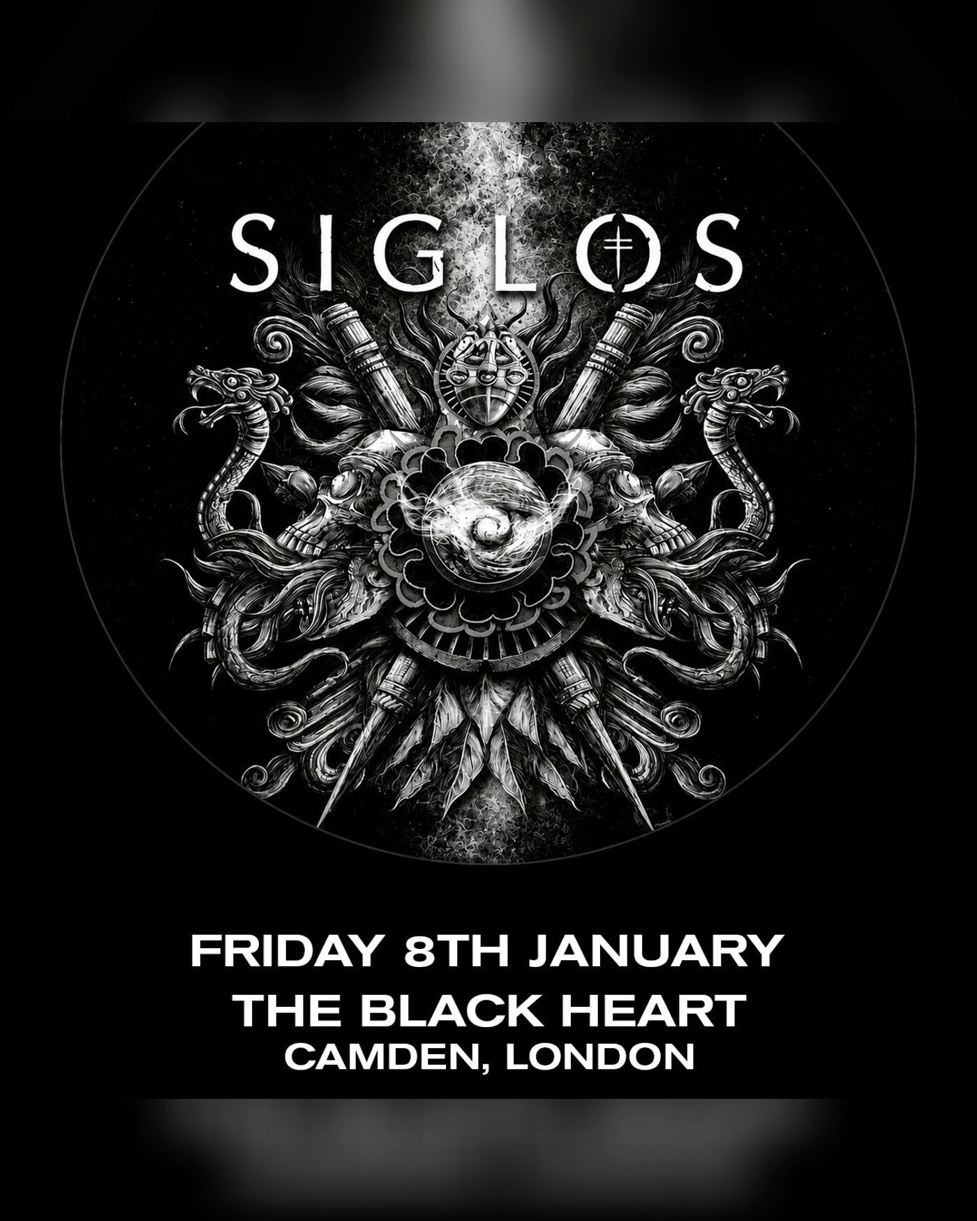 Poster for the concert Siglos, The Black Heart