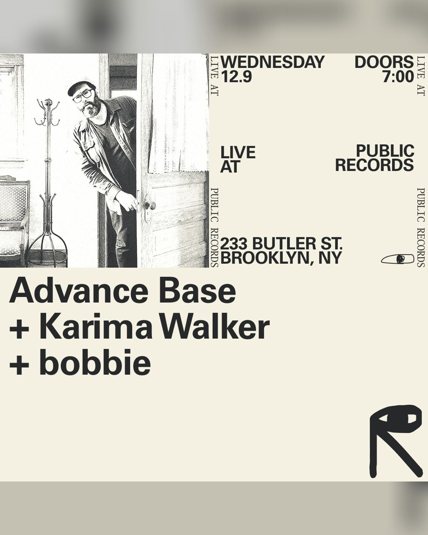 Poster for the concert Advance Base, public records