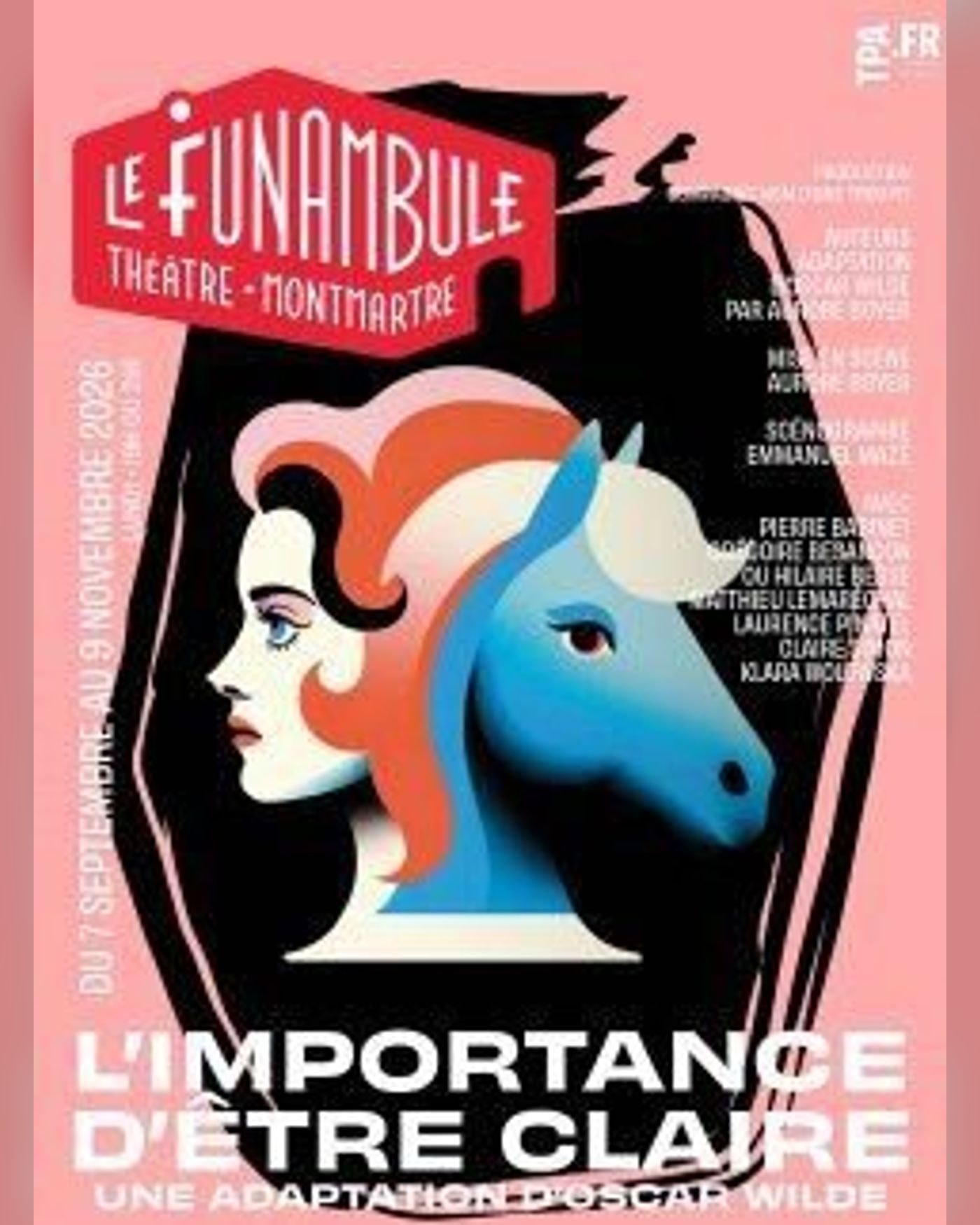 Cartel del espectáculo L’Importance d'Etre Claire, Le Funambule-Montmartre