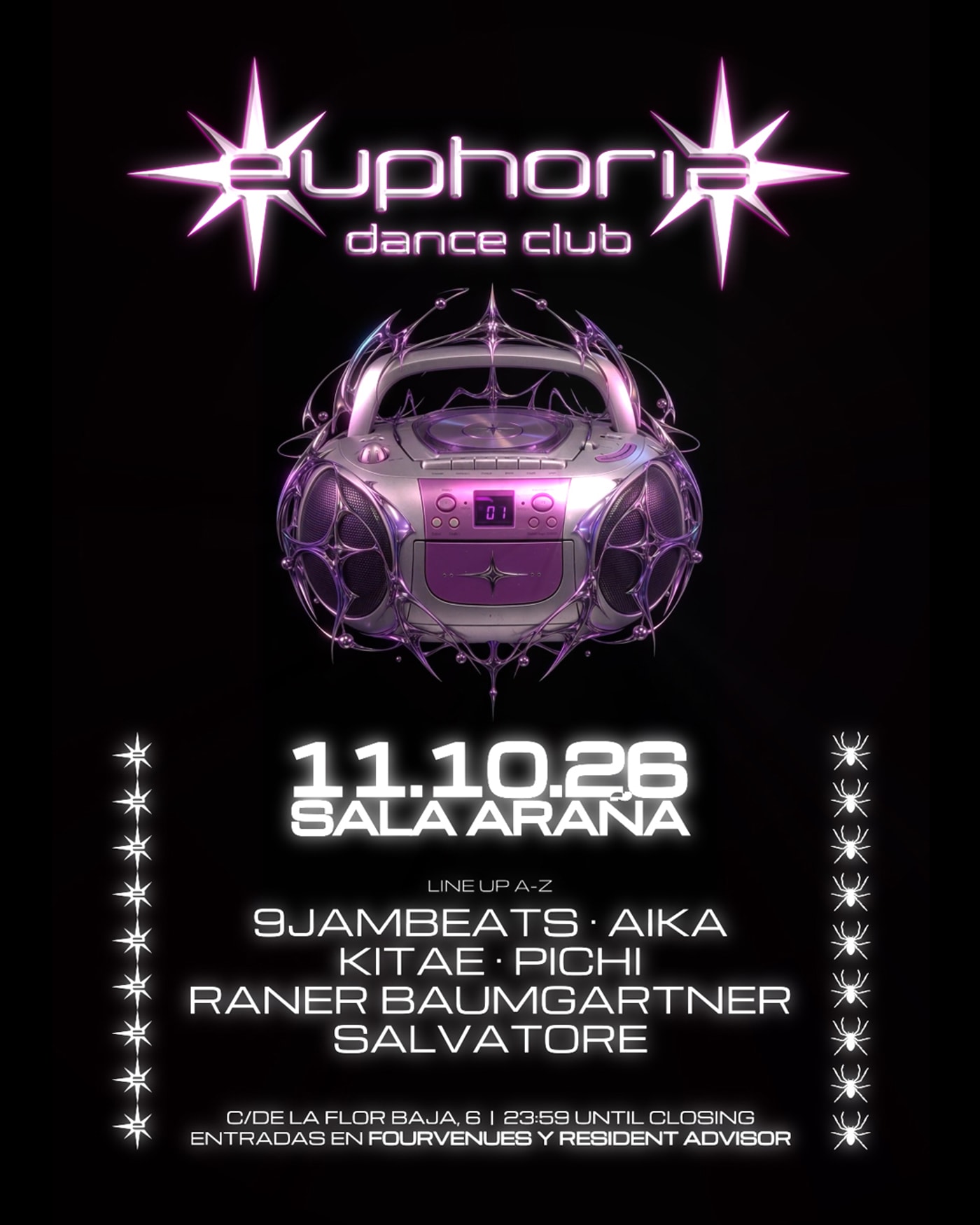 Cartel del concierto Euphoria Back To Madriz, Araña Club