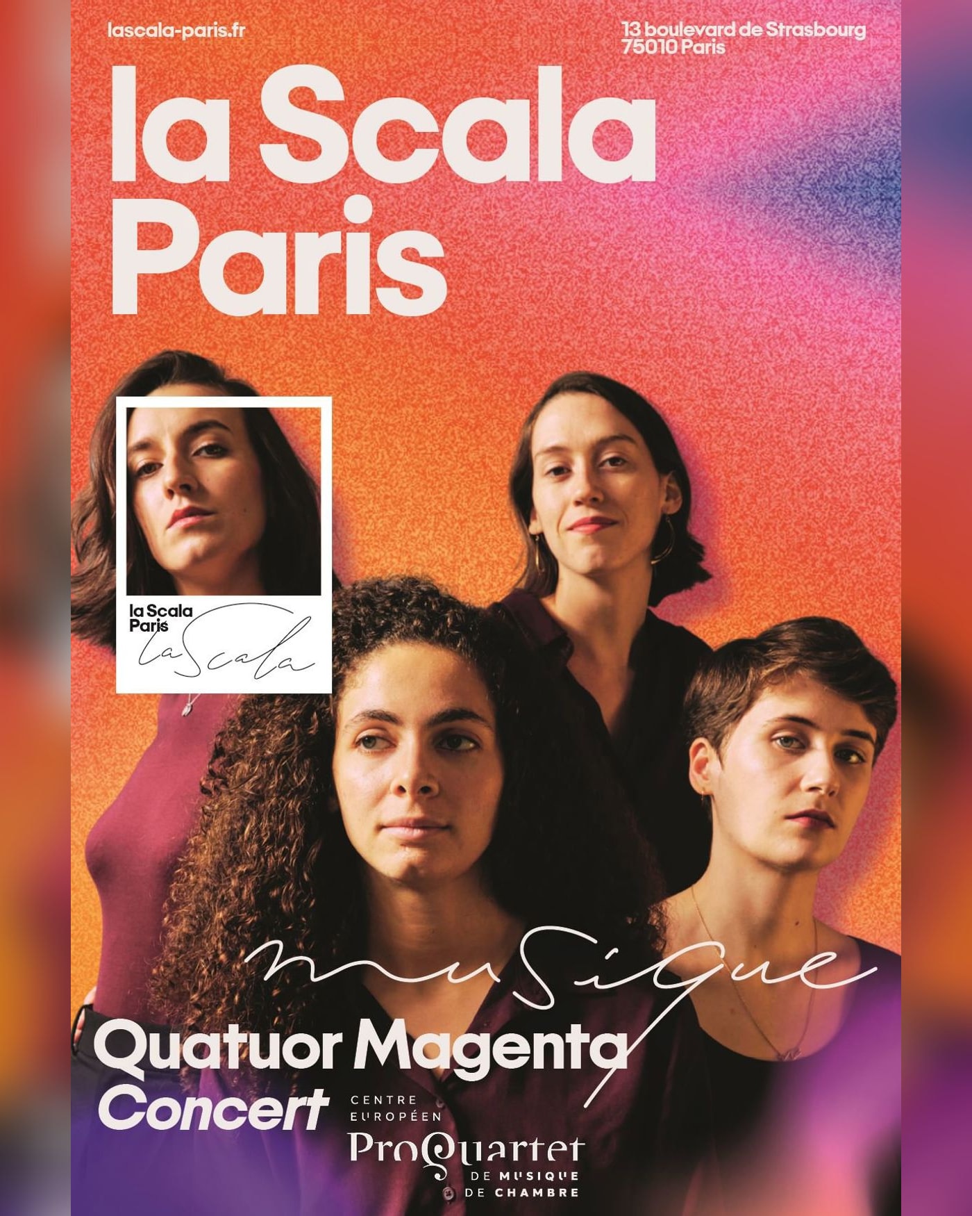 Cartel del concierto Quatuor Magenta, La Scala - La Piccola