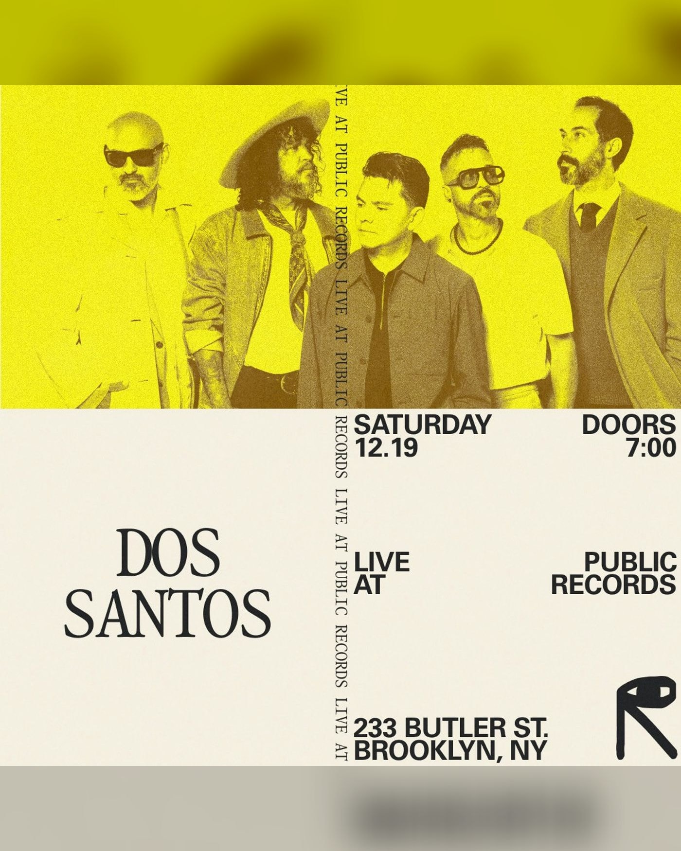 Poster for the concert Dos Santos, public records