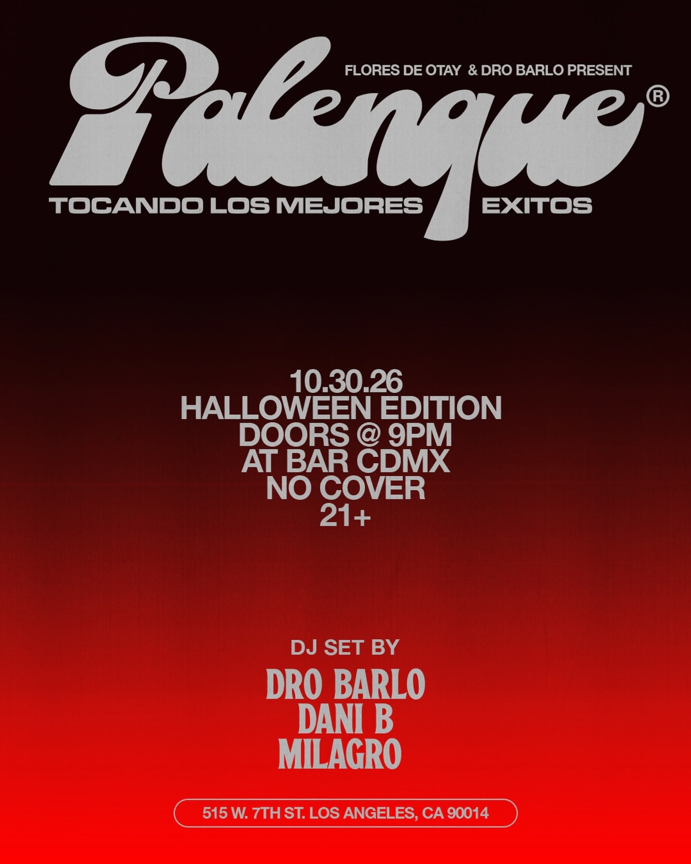 Poster for the concert Palenque, Bar Cdmx