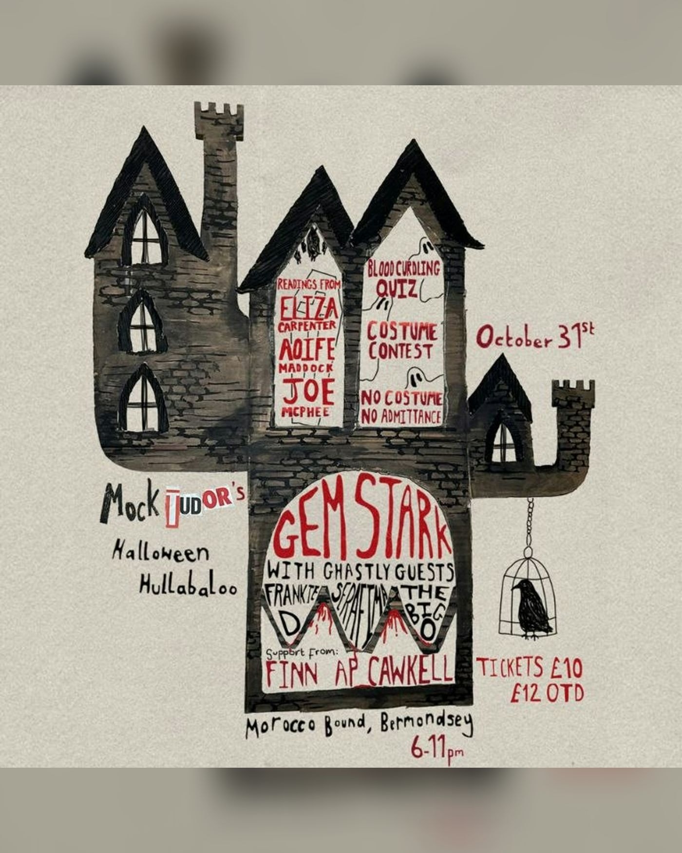 Cartel del concierto Halloween Hullabaloo - Gem Stark, Morocco Bound Bermondsey
