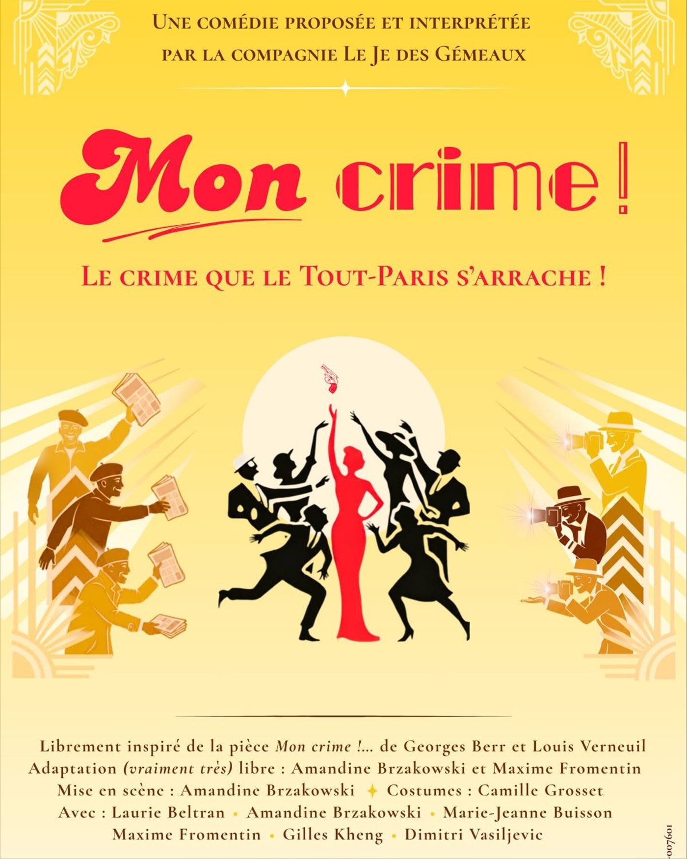 Cartel del espectáculo Mon crime !, Théâtre de Nesle - grande salle