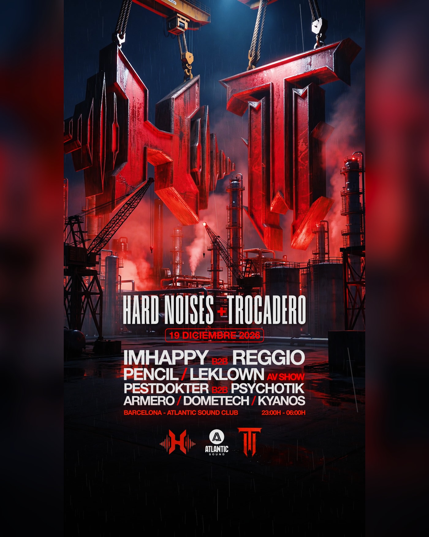 Cartel del concierto Trocadero X Hardnoises, Atlantic Sound