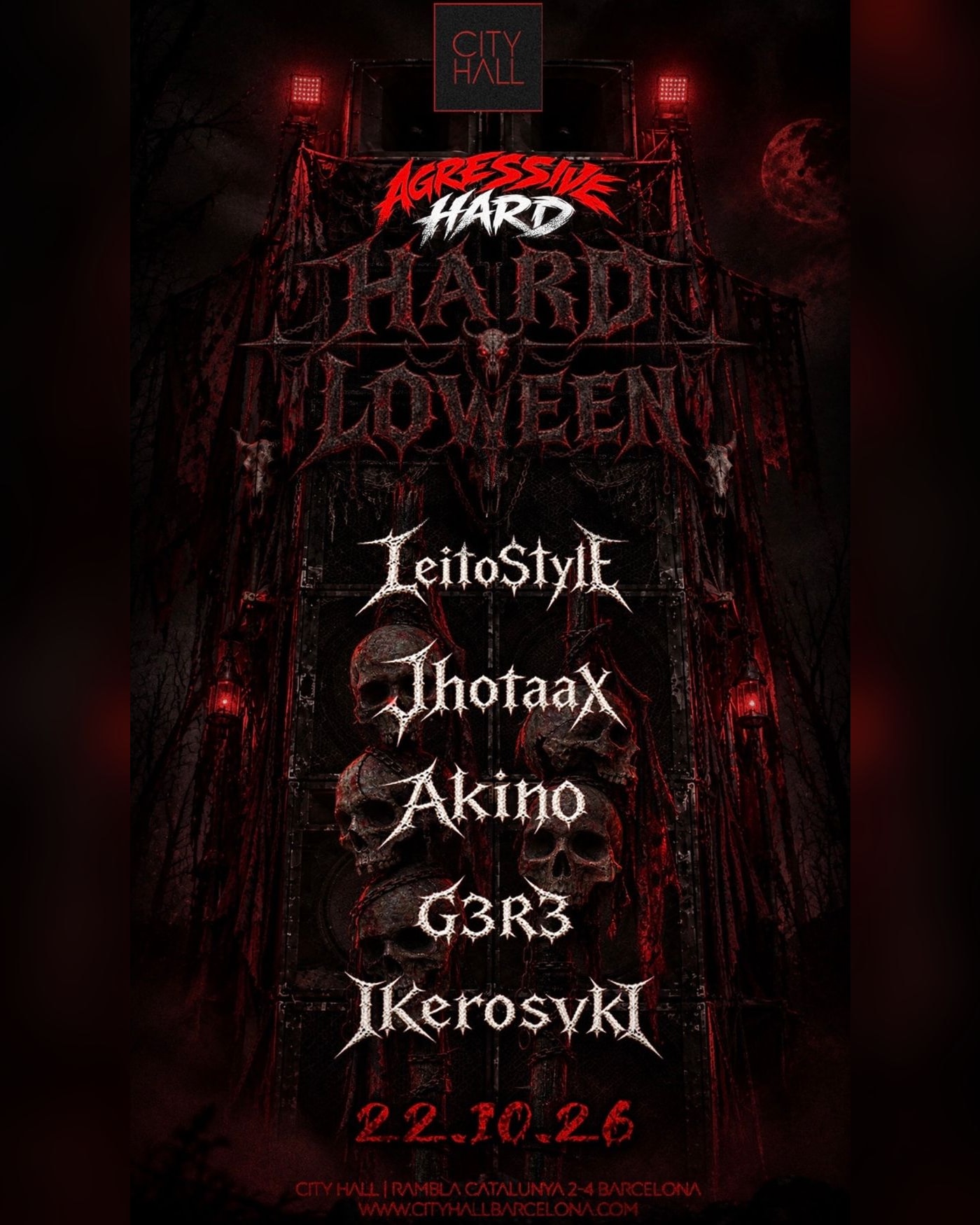 Cartel del concierto Agressive Hard Halloween, City Hall