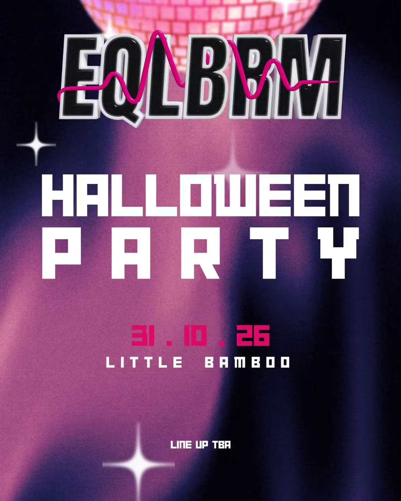 Poster for the concert EQLBRM Halloween party, Little Bamboo