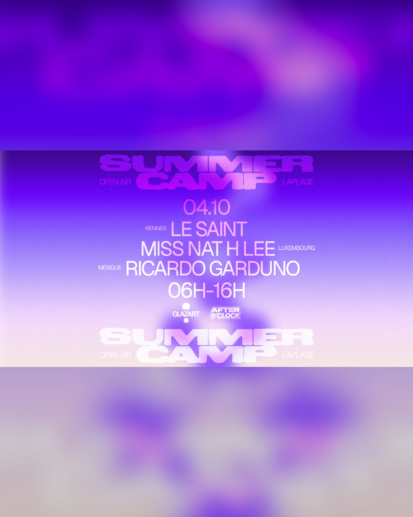 Affiche du Konzert After O'Clock X La Plage Open Air: Ricardo Garduno, Miss Nat H Lee, Le Saint, Glazart