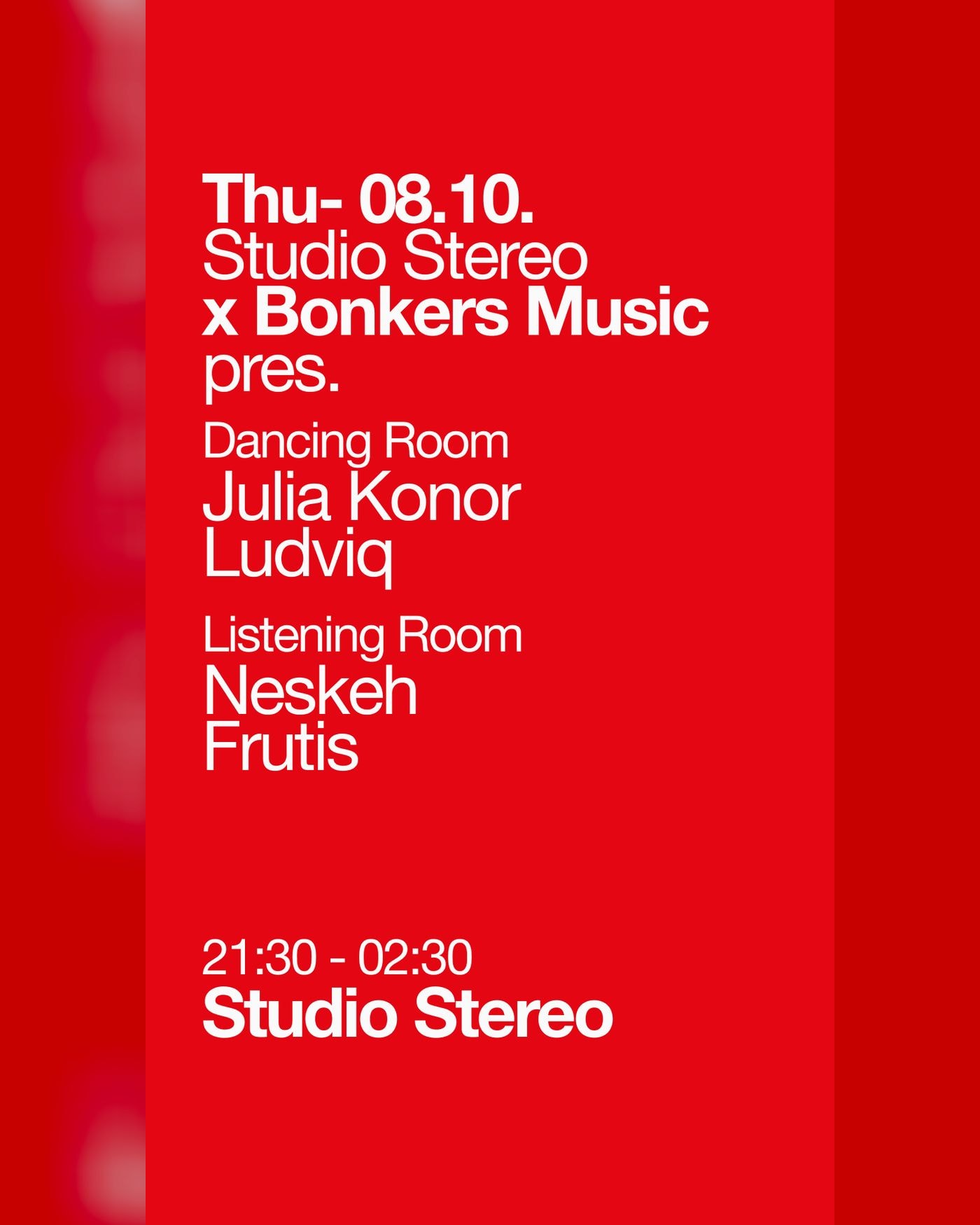 Cartel del concierto Studio Stereo x Jazzy pres. Alvaro Medina, Jordi Castell, TBA - Studio Stereo, close to pl. Catalunya, 08007, Barcelona