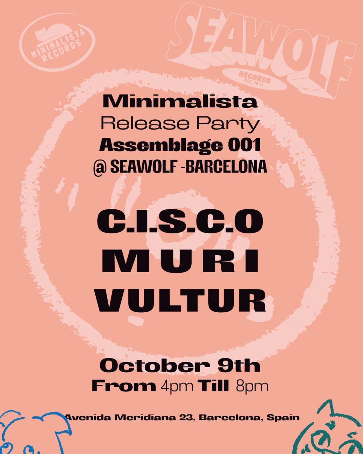 Cartel del concierto Minimalista Records / ASSEMBLAGE001 Release Party , Barcelona, Seawolf Records Barcelona
