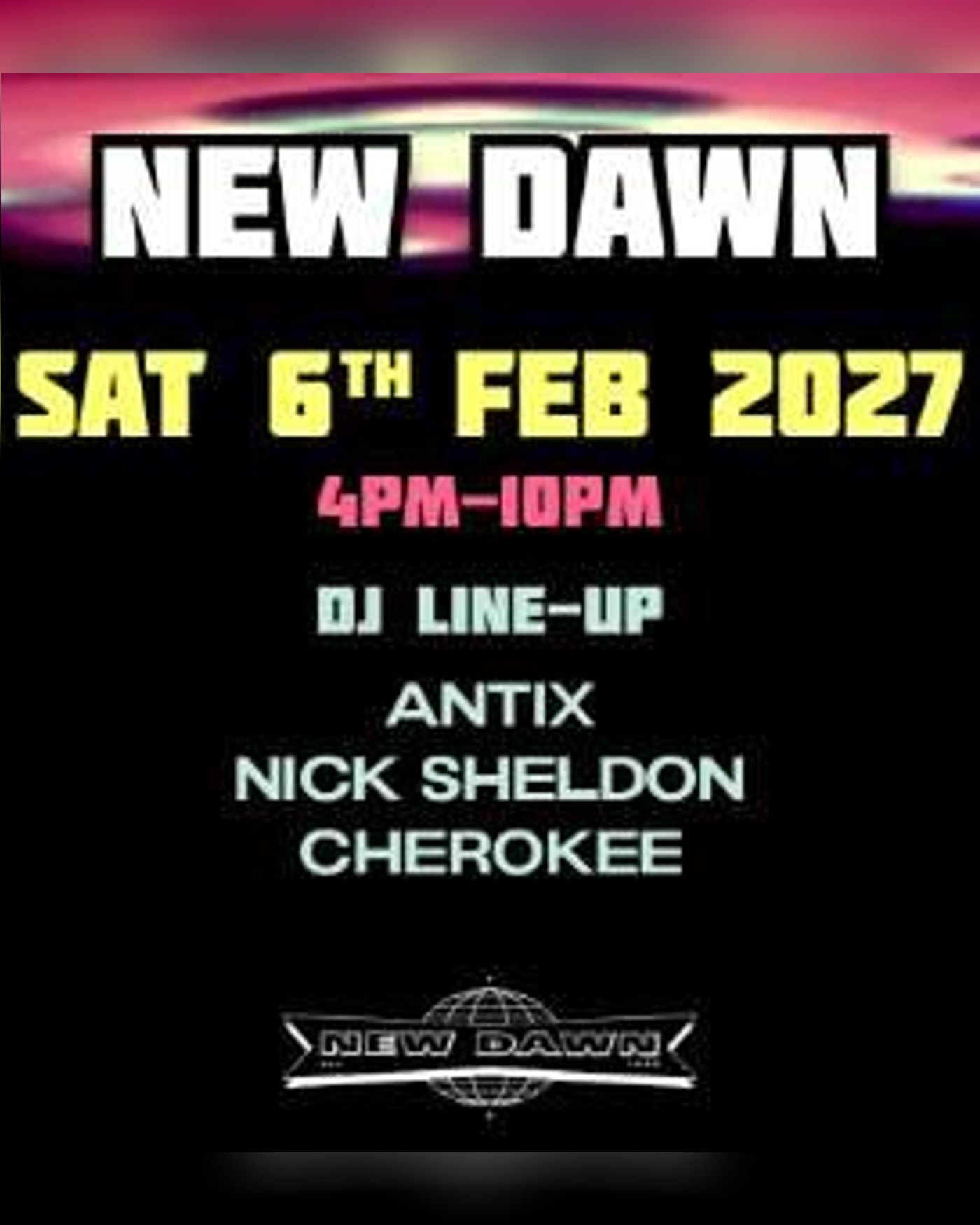 Poster for the concert New Dawn Day Party, Manchester The Deaf Institute.