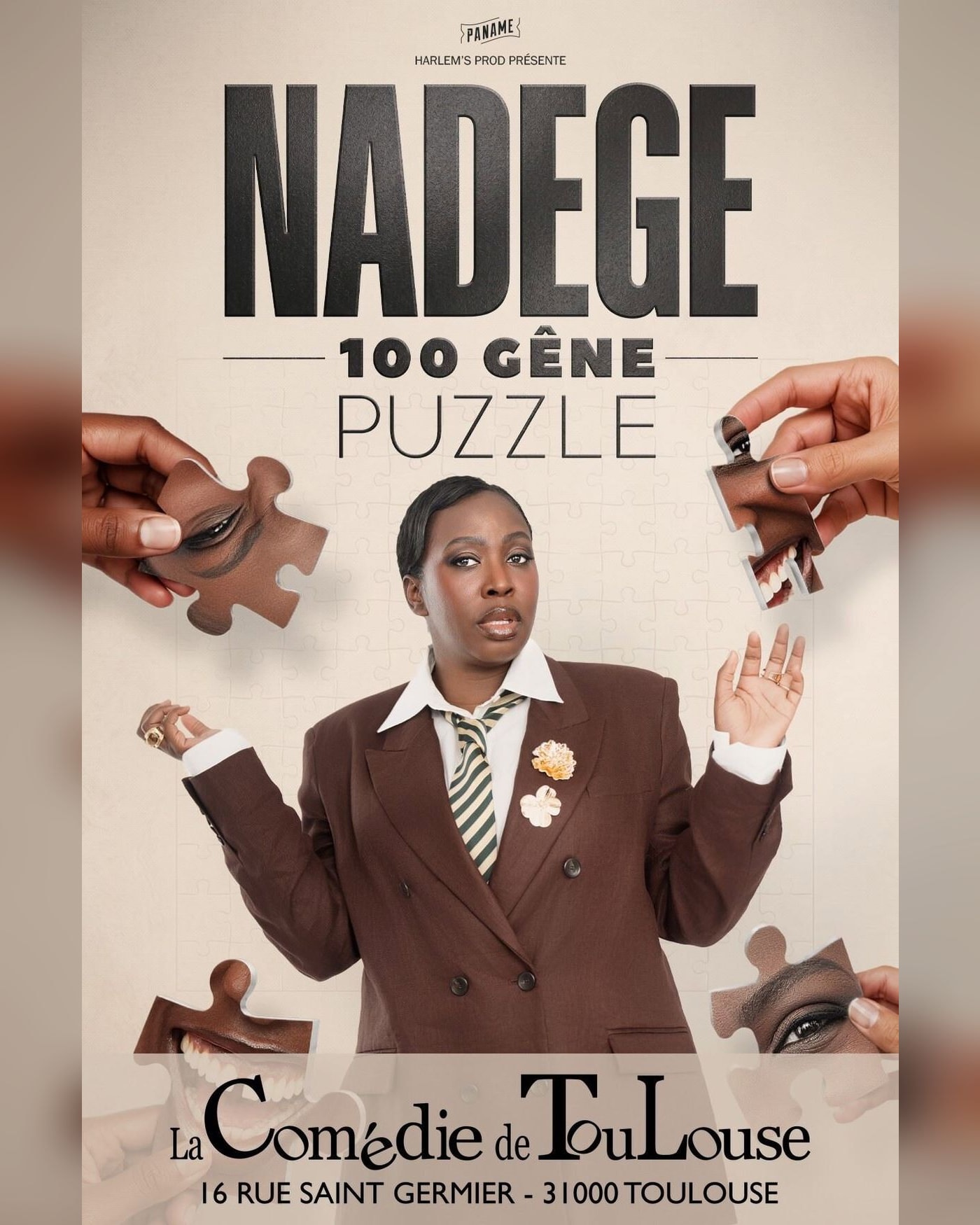 Cartel del espectáculo Nadège 100 Gêne - Puzzle - Tournée, La Comedie de Toulouse