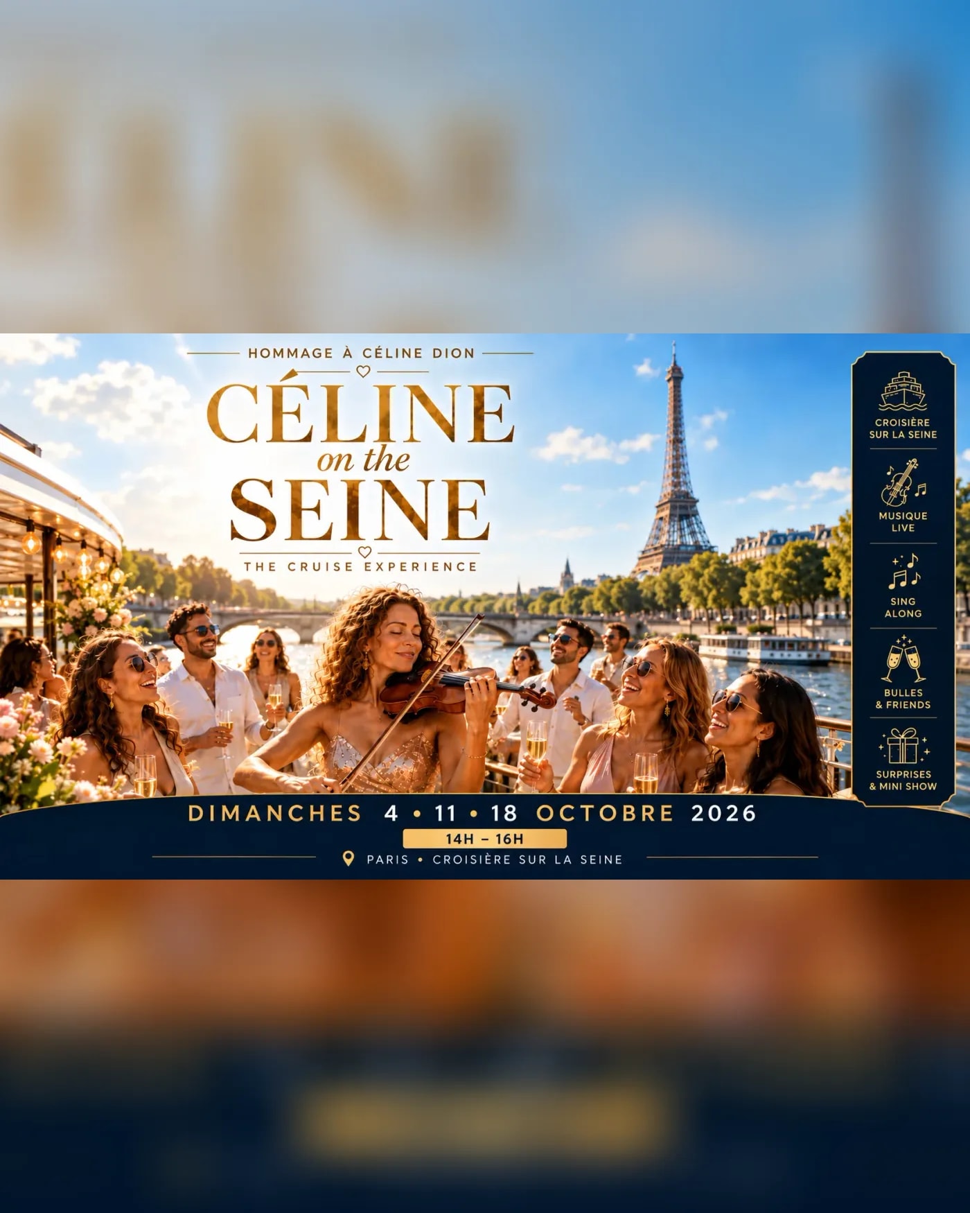 Affiche du concerto Celine on The Seine - Dimanche 11 octobre, River's King