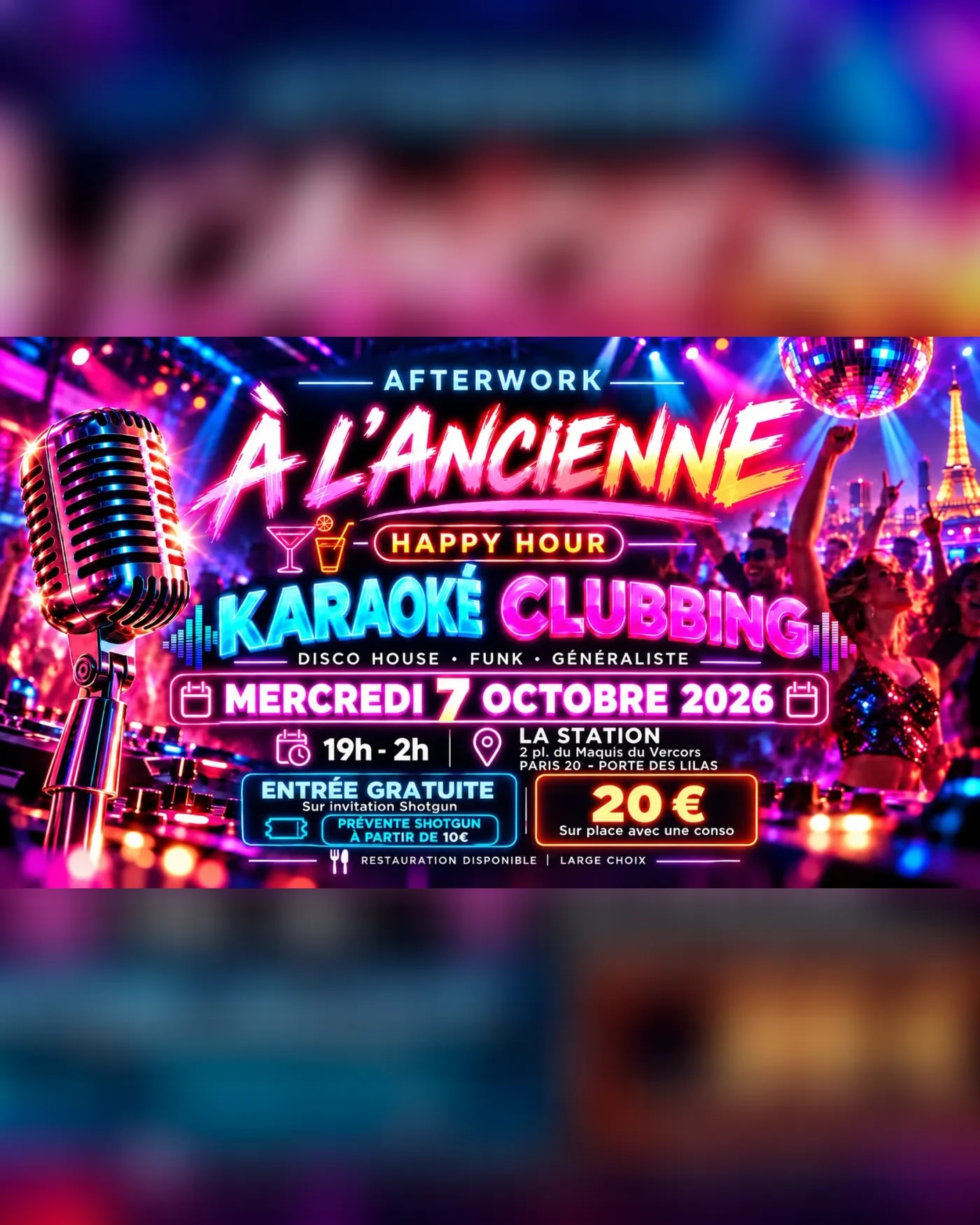 Affiche du Konzert After Work A l'Ancienne, Pub La Station Paris – Restaurant, Bar & Soirées Karaoké