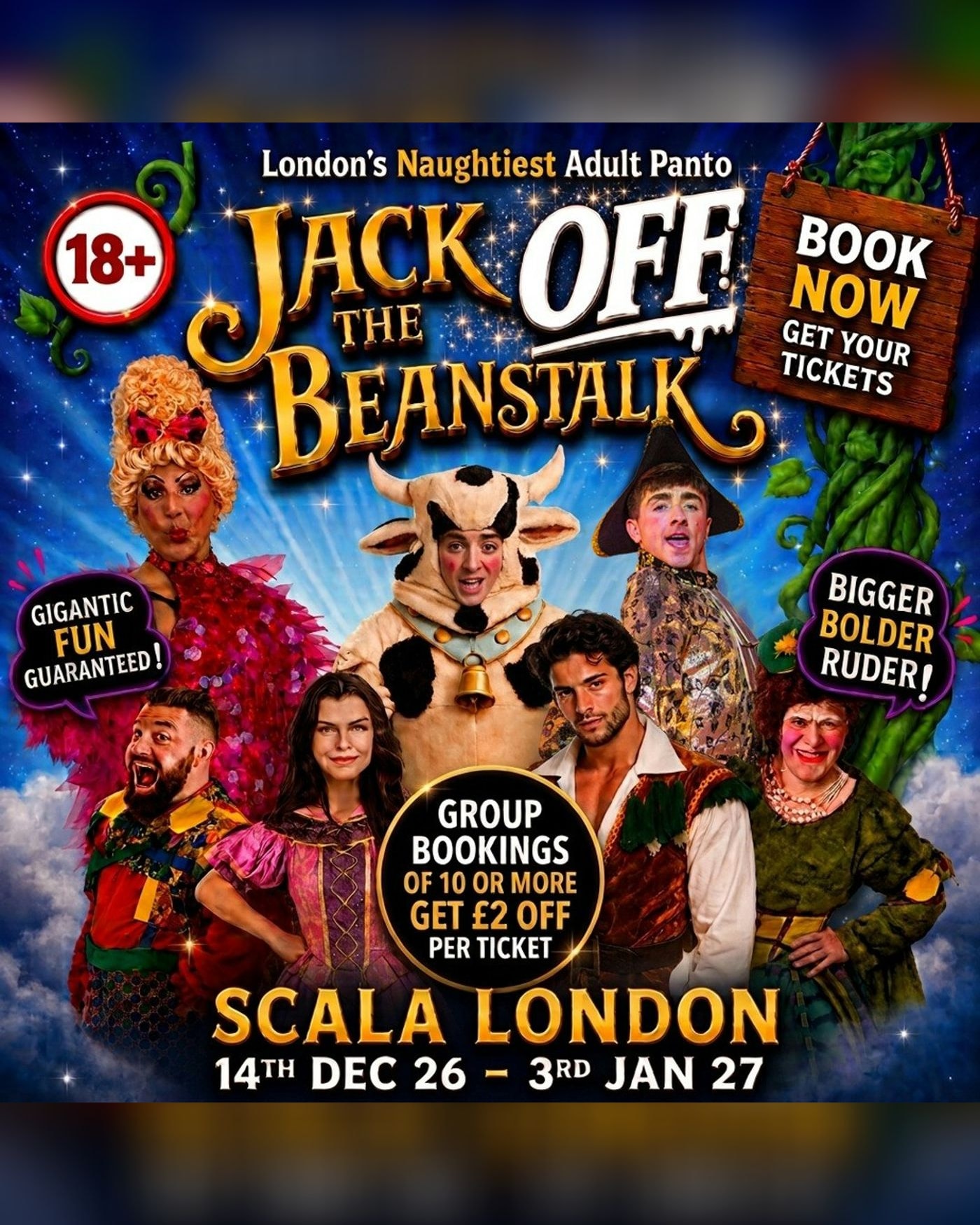 Poster for the show Jack OFF The Beanstalk, Scala