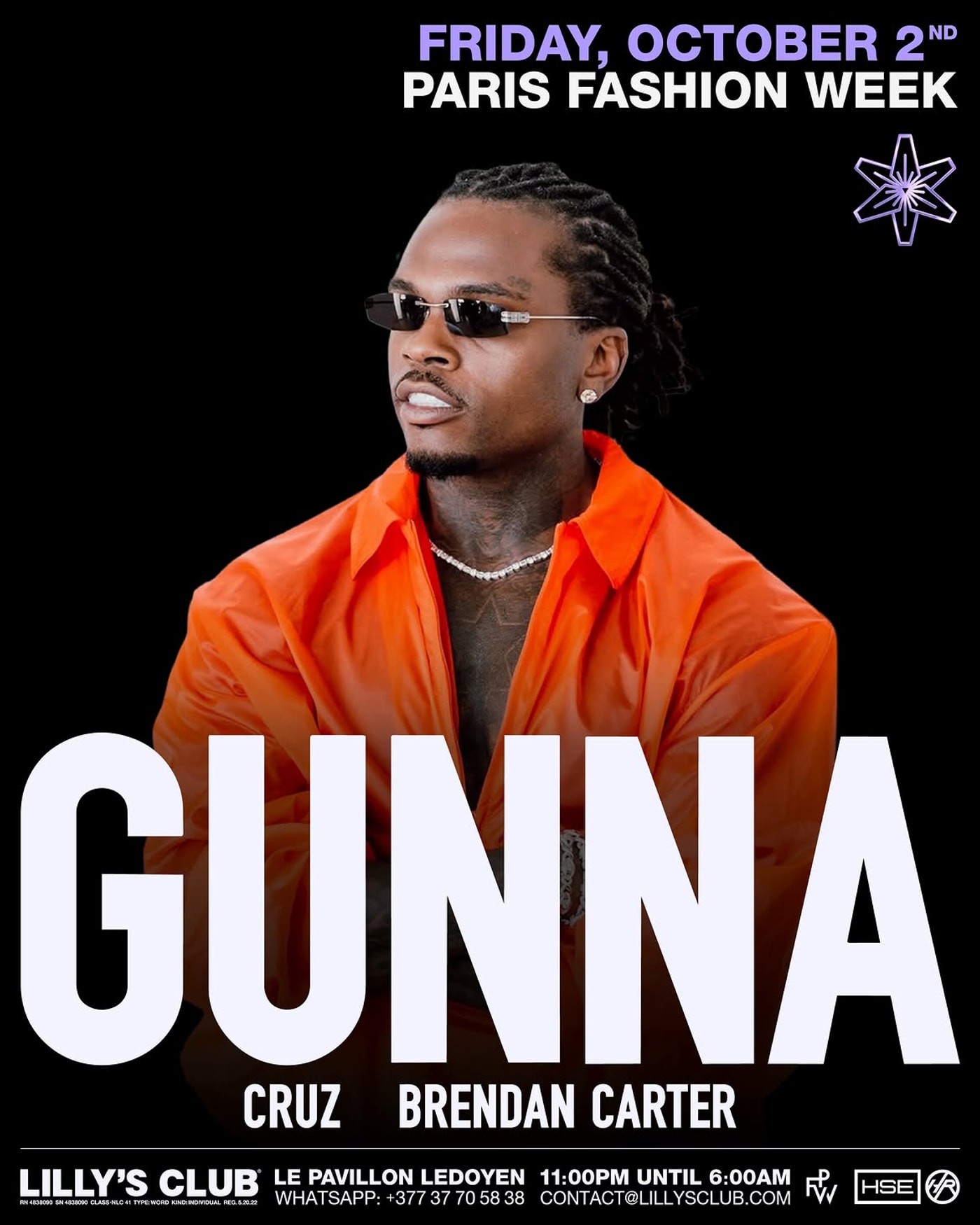 Affiche du Konzert Gunna — Lilly's Paris Fashion Week, Lilly''s Club Paris