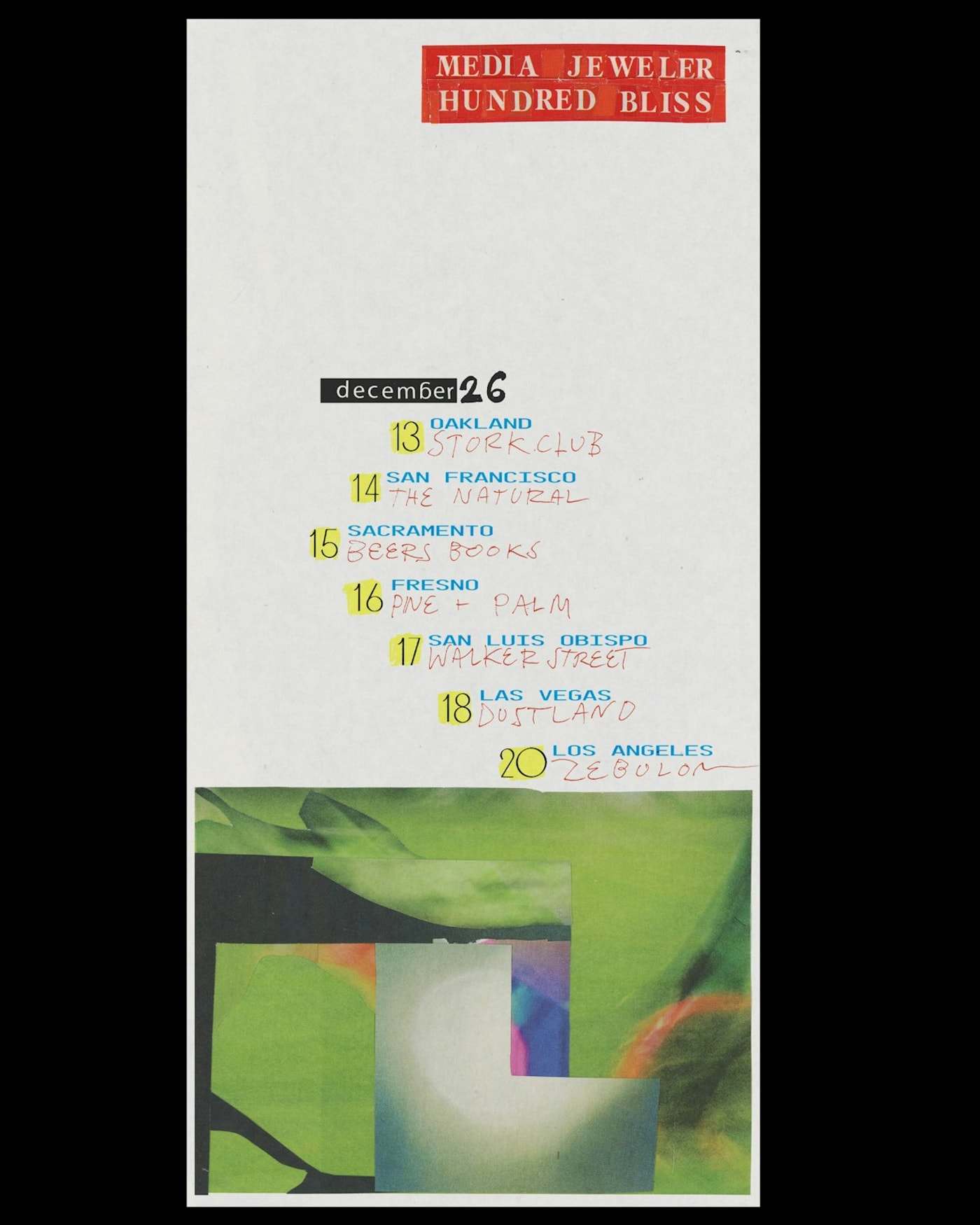 Poster for the concert Media Jeweler, Zebulon